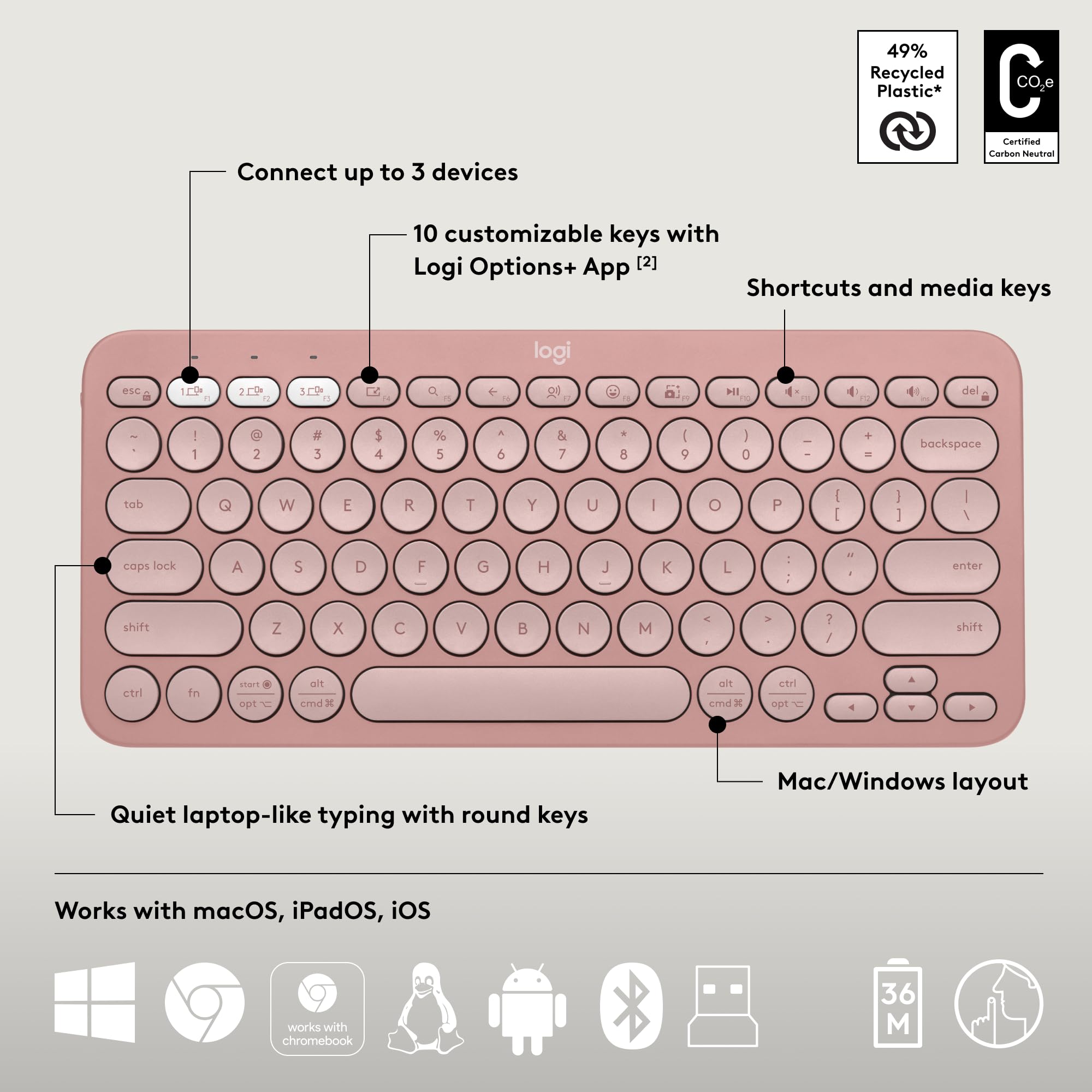 Foto 8 pulgar | Venta Internacional - Combo Teclado y Ratón Inalámbricos Logitech Pebble
