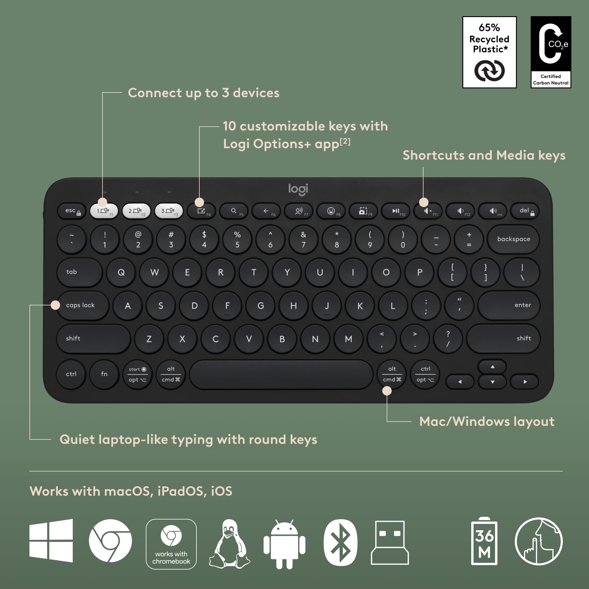 Foto 7 pulgar | Venta Internacional - Combo de Teclado y Ratón Logitech Pebble 2 Logi Bolt Negro