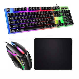 Foto 1 | Kit Teclado Mouse Game Profesional Alfombrilla de Ratón Usb Eo Safe Imports Esi-13020 Multicolor