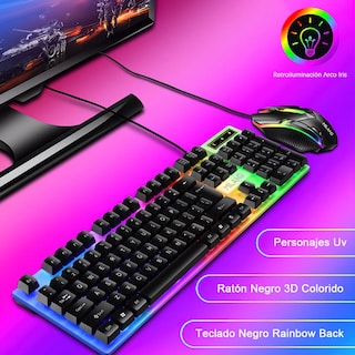 Foto 2 | Kit Teclado Mouse Game Profesional Alfombrilla de Ratón Usb Eo Safe Imports Esi-13020 Multicolor
