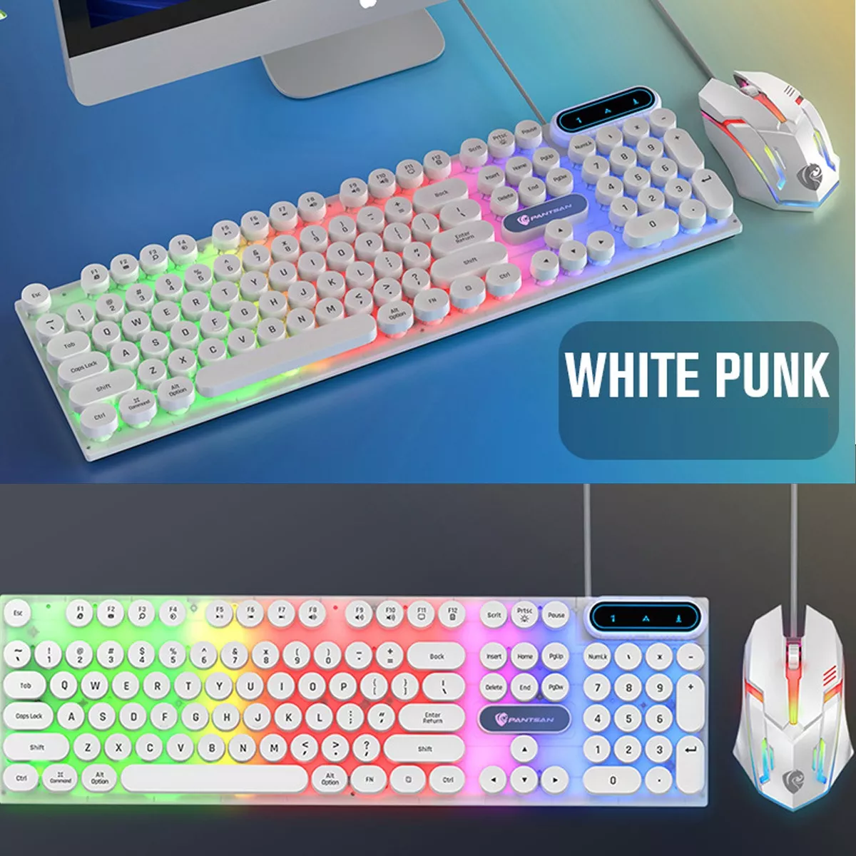 Foto 4 pulgar | Kit Teclado Y Mouse Gamer Portátil Estilo Punk  Eo Safe Imports Esi-13021 Blanco