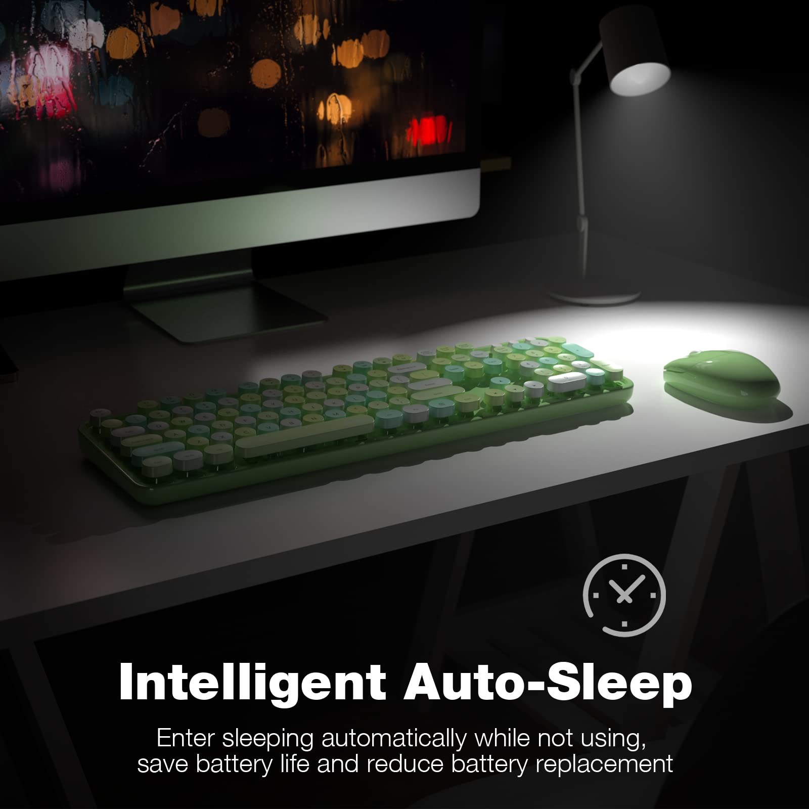 Foto 4 | Combo Teclado y Ratón Inalámbricos MOFII Retro Verde