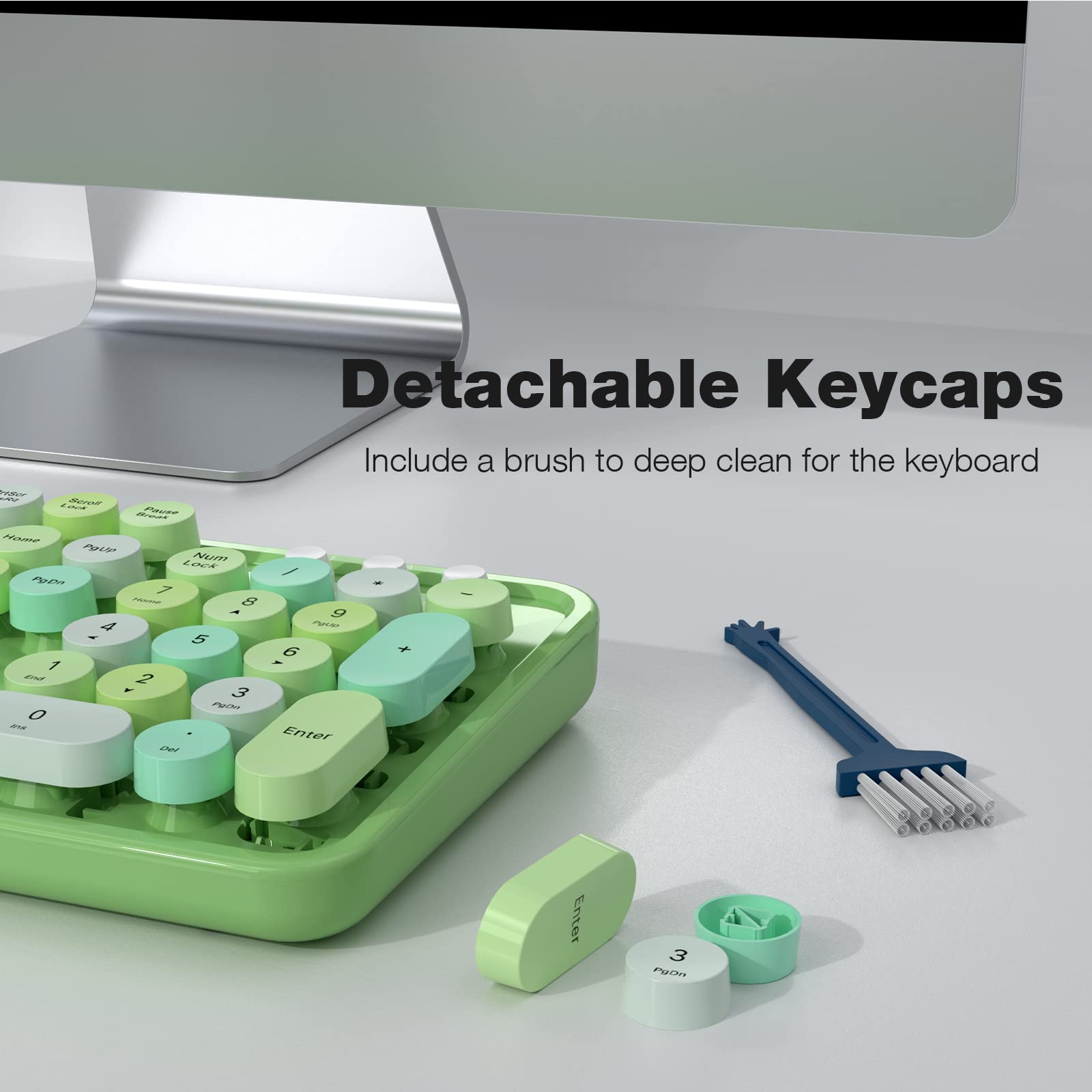 Foto 5 | Combo Teclado y Ratón Inalámbricos MOFII Retro Verde