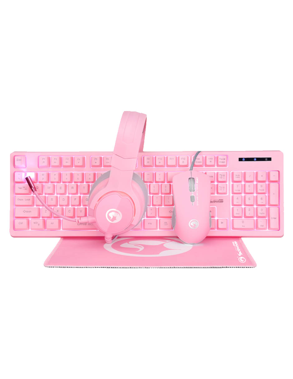 Foto 2 pulgar | Kit Marvo Teclado Mouse Usb Gamer Cm-418 Color Rosa