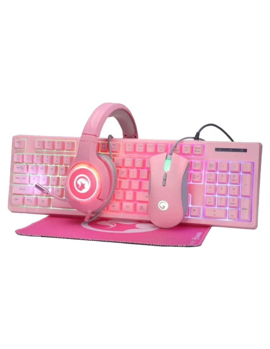 Foto 3 pulgar | Kit Marvo Teclado Mouse Usb Gamer Cm-418 Color Rosa