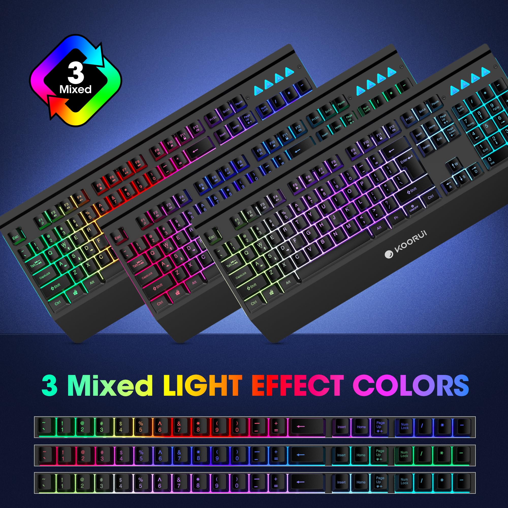 Foto 3 pulgar | Teclado Y Ratón Para Juegos Koorui Con Cable De Membrana Negro - Venta Internacional.