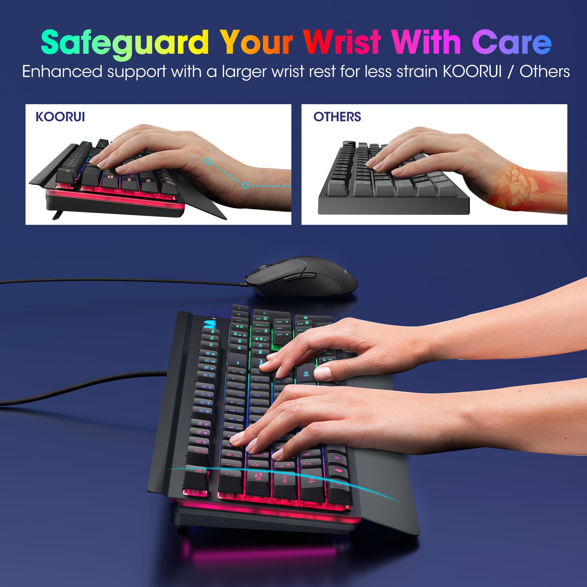 Foto 6 pulgar | Teclado Y Ratón Para Juegos Koorui Con Cable De Membrana Negro - Venta Internacional.
