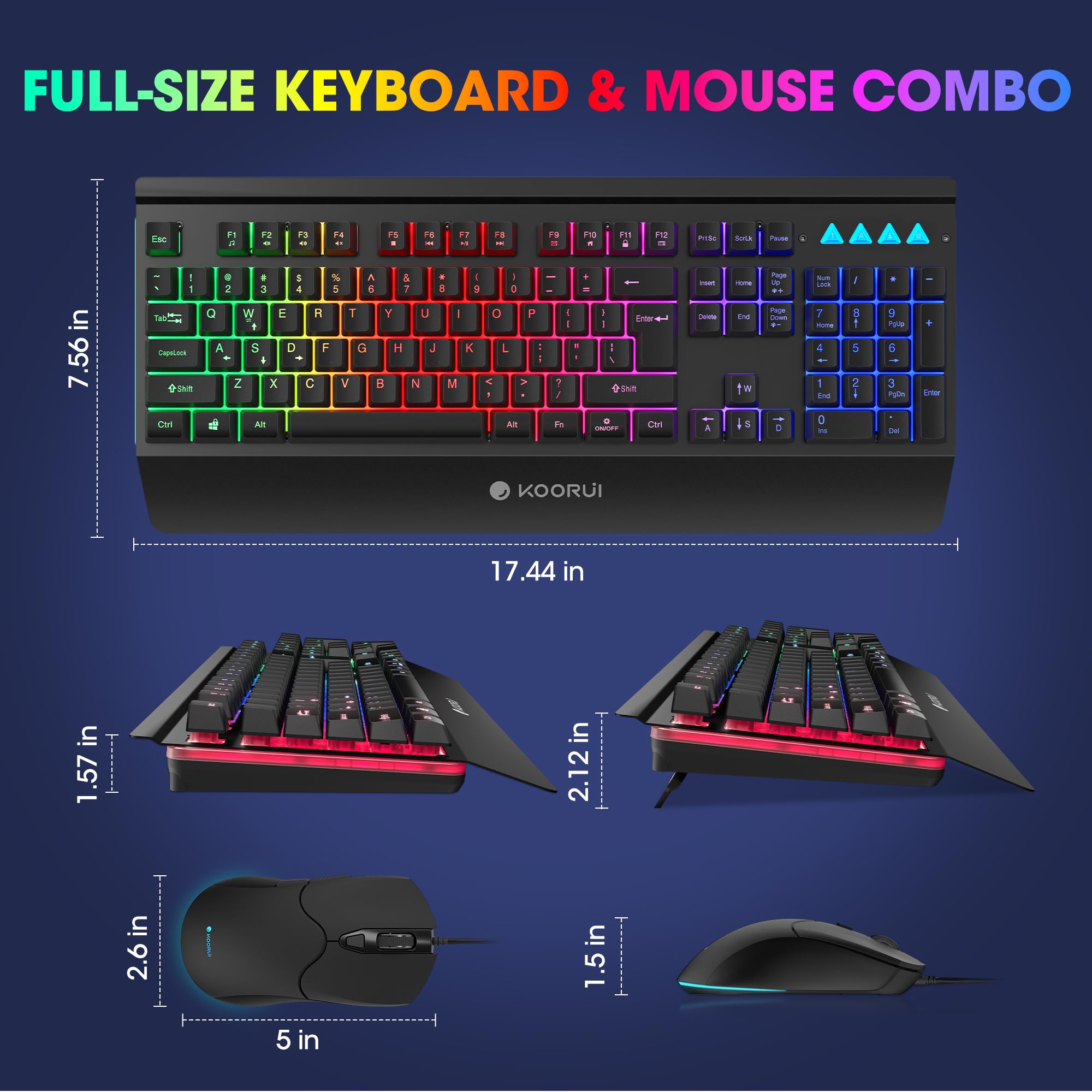 Foto 7 pulgar | Teclado Y Ratón Para Juegos Koorui Con Cable De Membrana Negro - Venta Internacional.