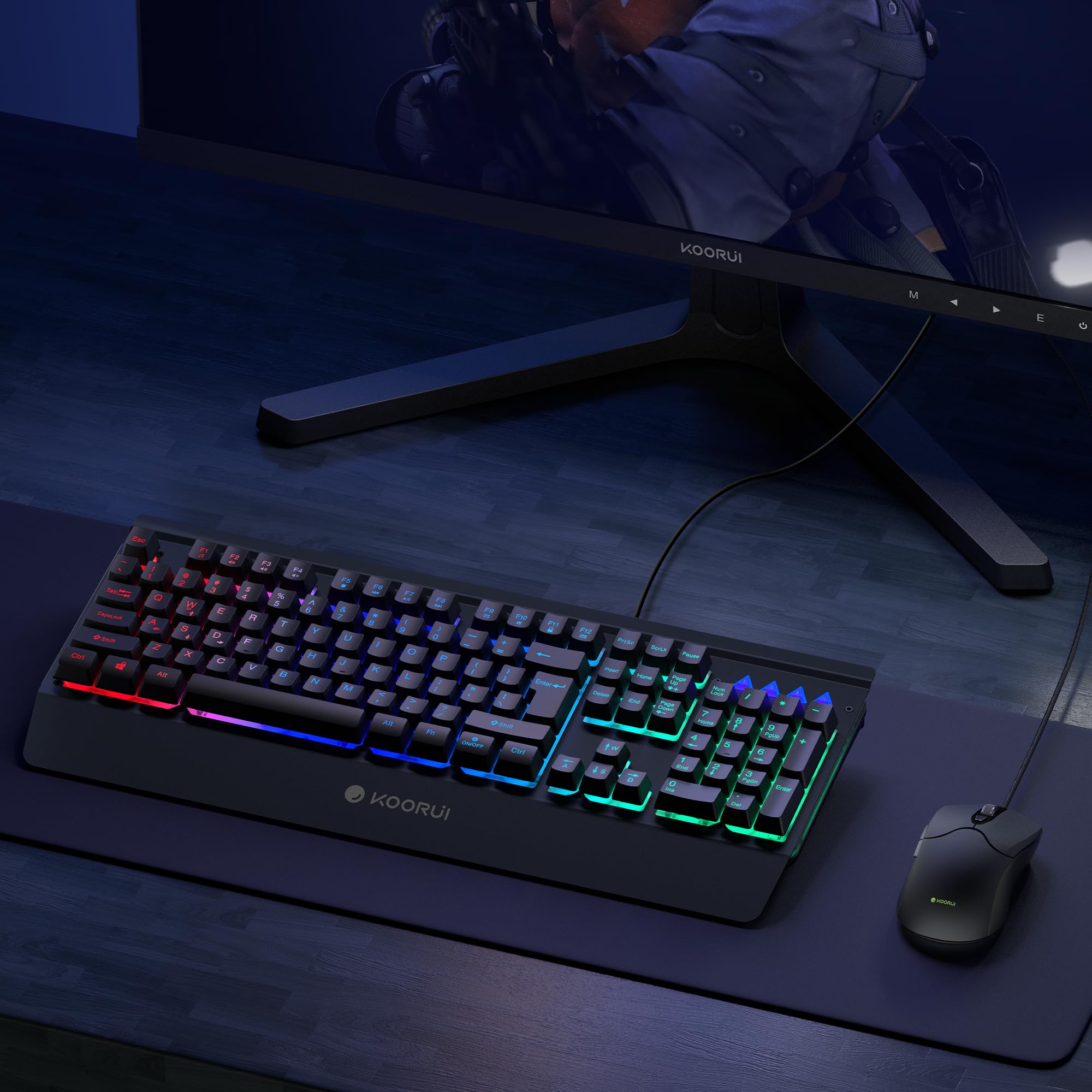 Foto 8 pulgar | Teclado Y Ratón Para Juegos Koorui Con Cable De Membrana Negro - Venta Internacional.