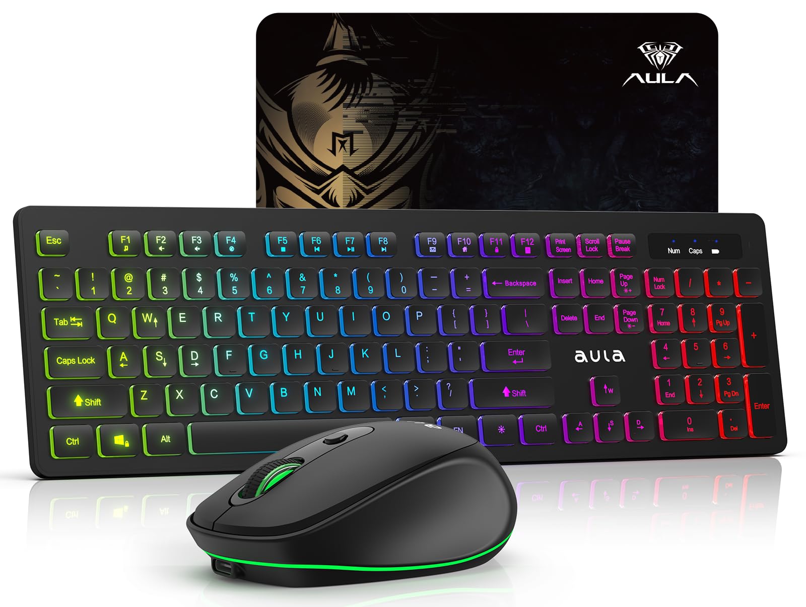 Combo De Teclado Y Ratón Aula Inalámbrico Con Retroiluminación Rgb Recargable - Venta Internacional.