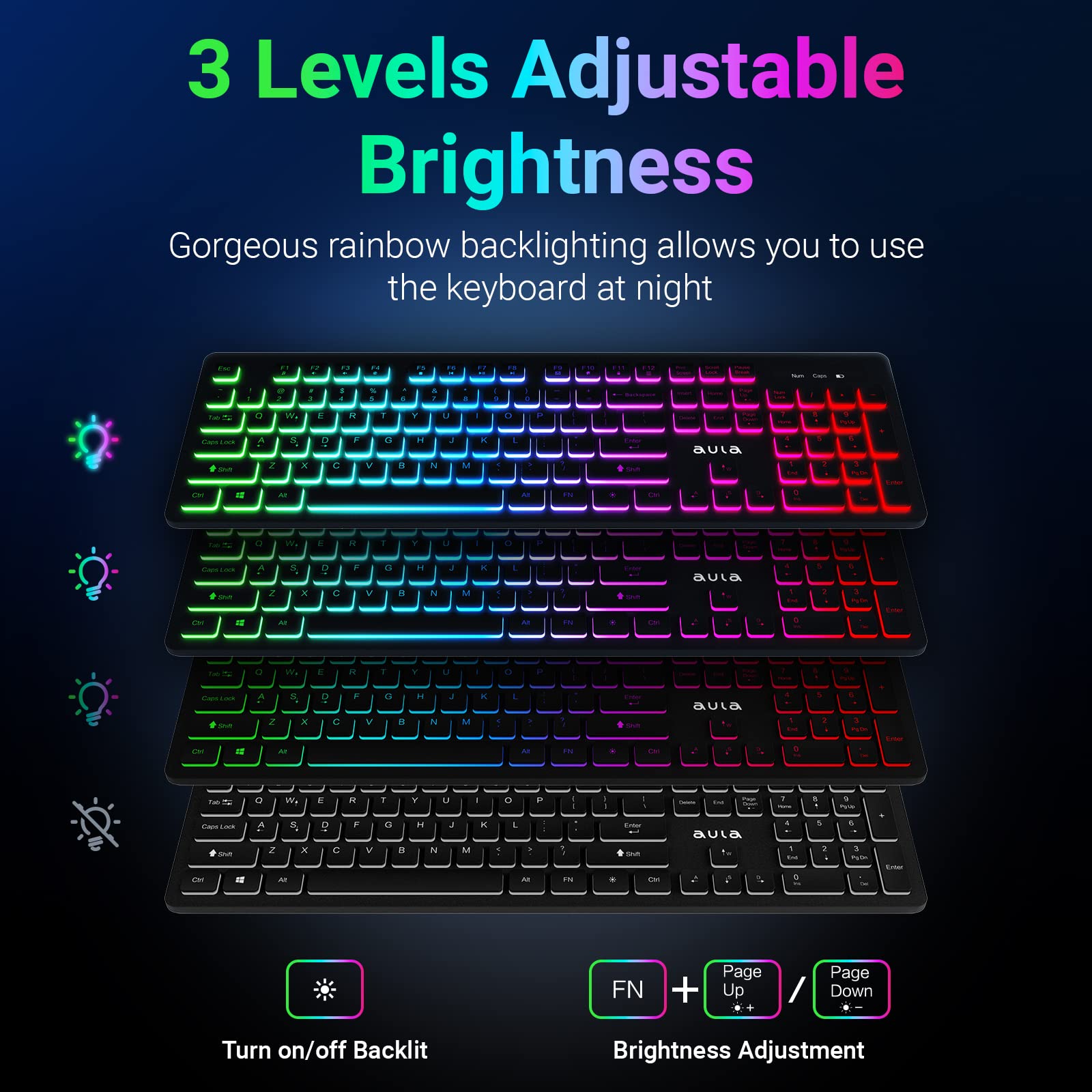 Foto 4 pulgar | Combo De Teclado Y Ratón Aula Inalámbrico Con Retroiluminación Rgb Recargable - Venta Internacional.
