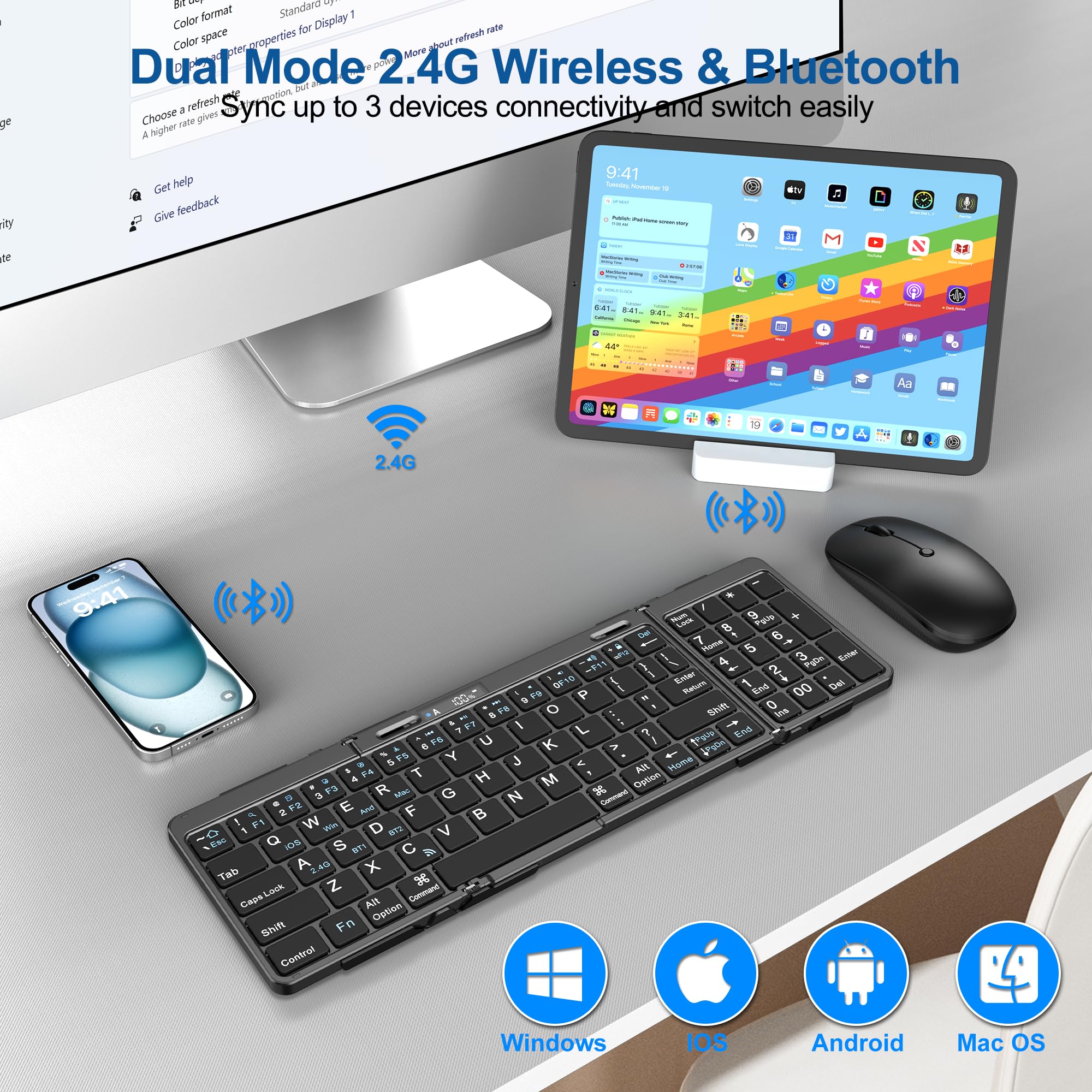 Foto 4 pulgar | Teclado Y Ratón Plegables Edjo Inalámbricos Plegables Usb-c - Venta Internacional.
