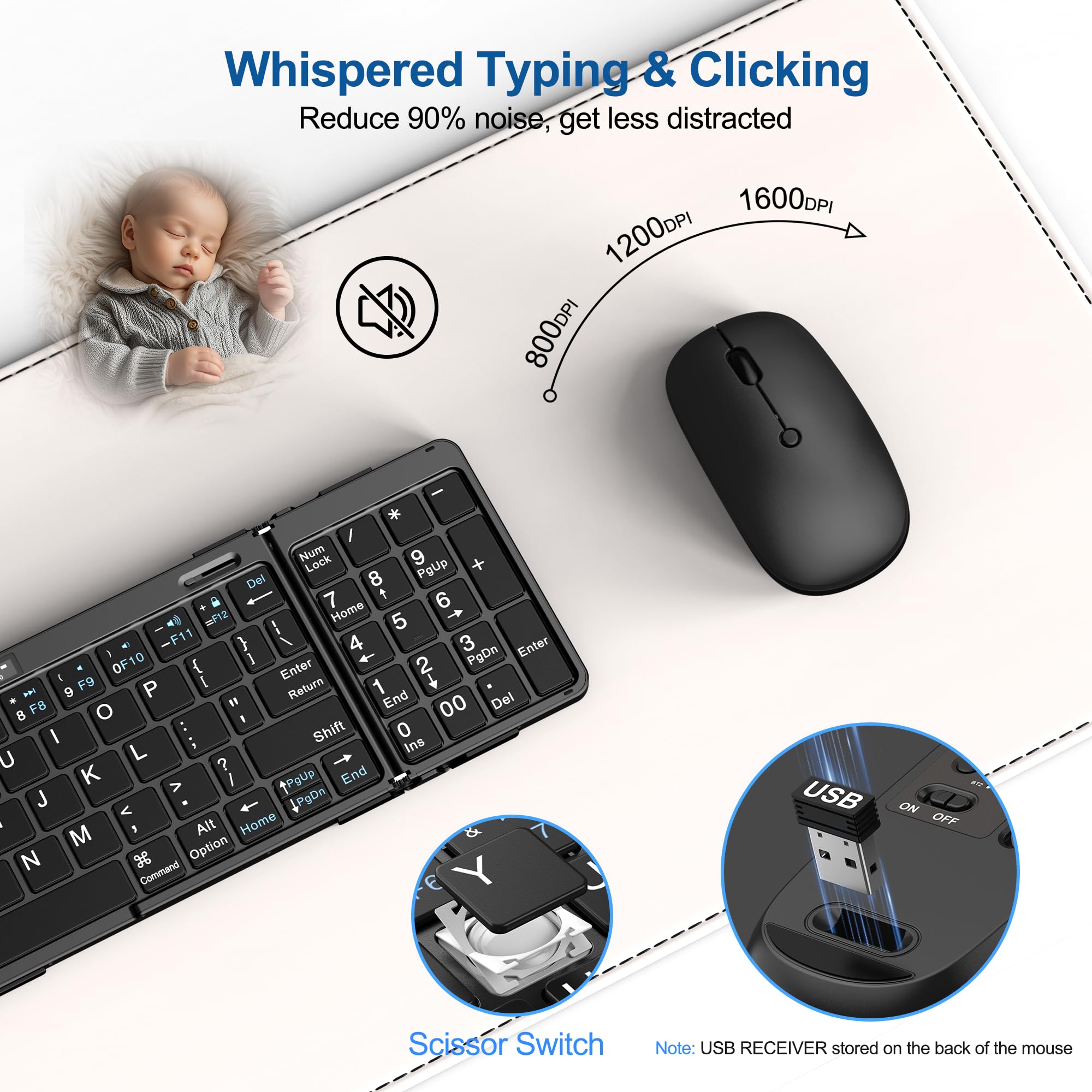 Foto 5 | Teclado Y Ratón Plegables Edjo Inalámbricos Plegables Usb-c - Venta Internacional.