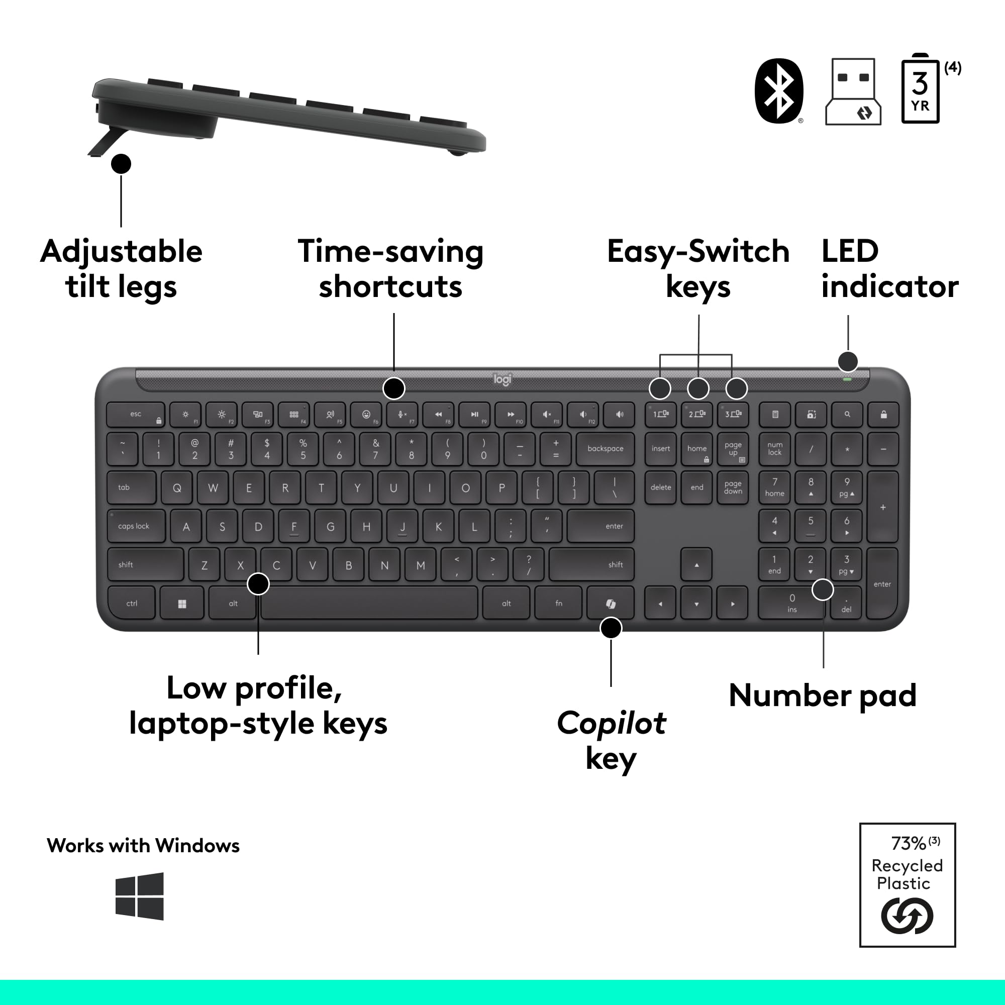 Foto 7 pulgar | Teclado Y Ratón Logitech Signature Slim Mk955 Graphite - Venta Internacional.