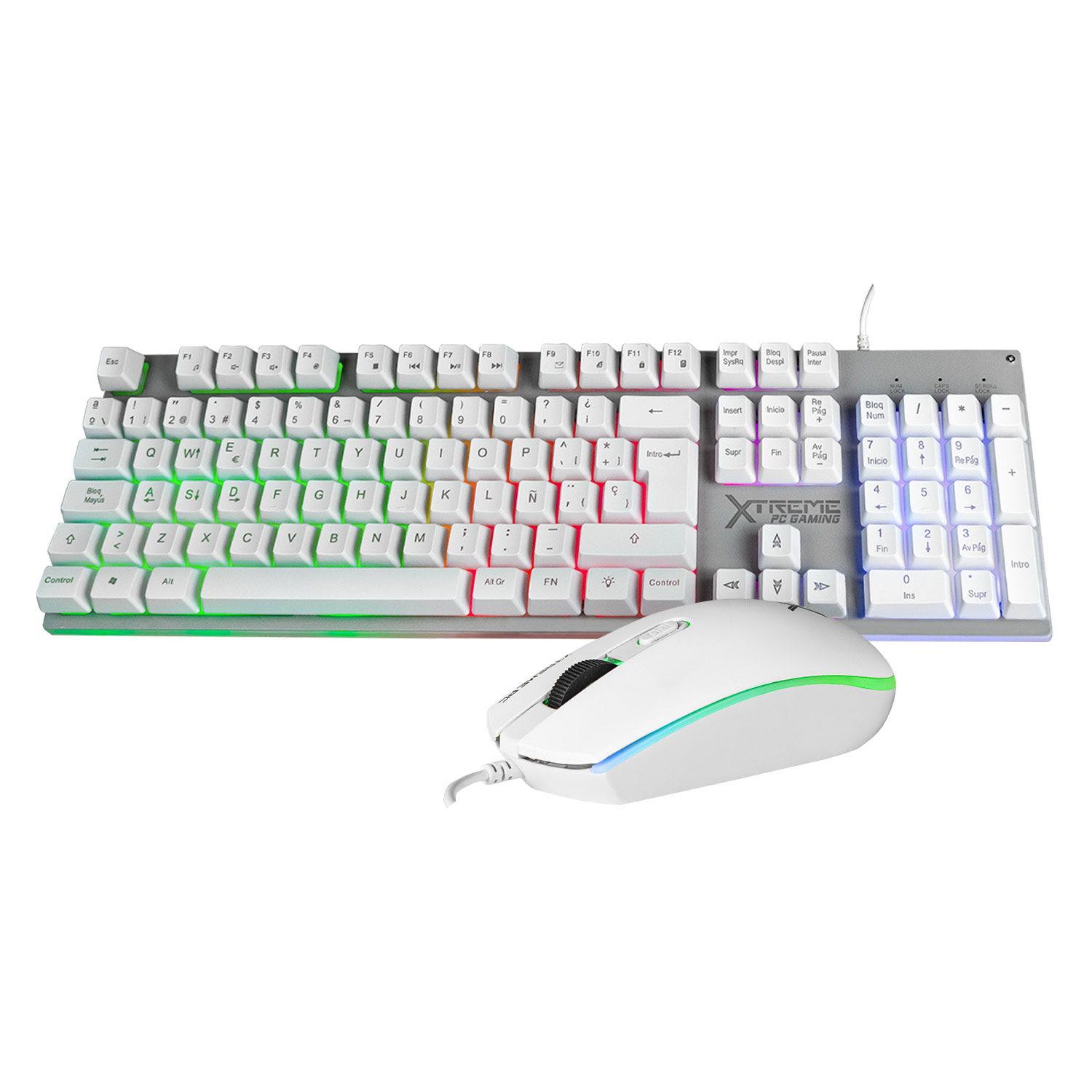 Foto 2 pulgar | Kit Gamer 2 en 1 Xtreme PC Gaming Battle Chief Teclado y Mouse Membrana Español 3600 DPI RGB USB Blanco