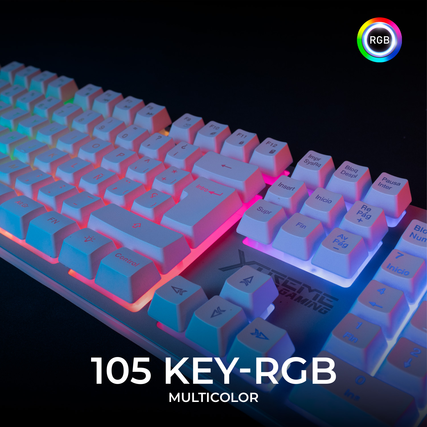 Foto 7 | Kit Gamer 2 en 1 Xtreme PC Gaming Battle Chief Teclado y Mouse Membrana Español 3600 DPI RGB USB Blanco