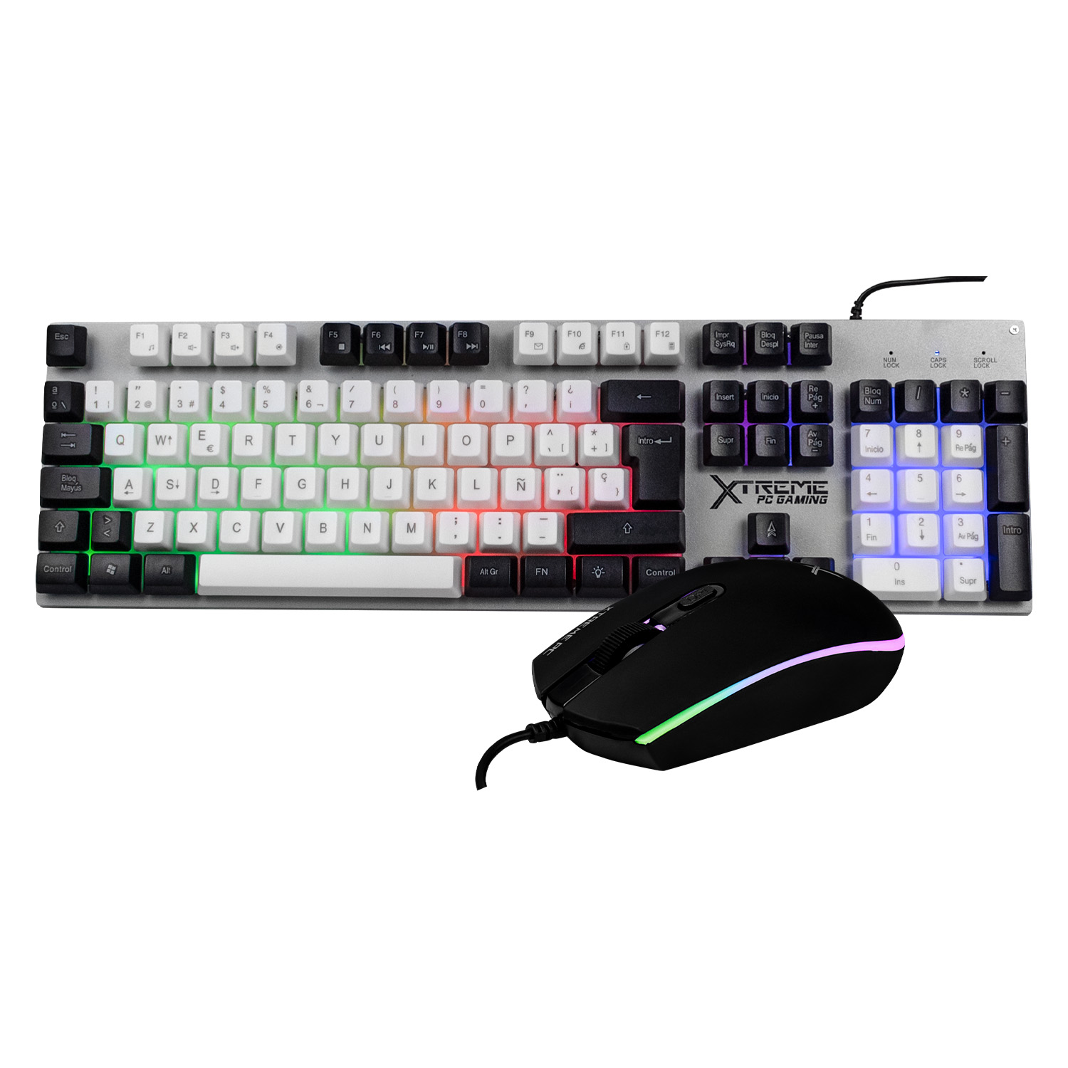 Foto 2 pulgar | Kit Gamer 2 En 1 Xtreme Pc Gaming Battle Chief Teclado Y Mouse Membrana Español 3600 Dpi Rgb Usb Blanco Y Negro