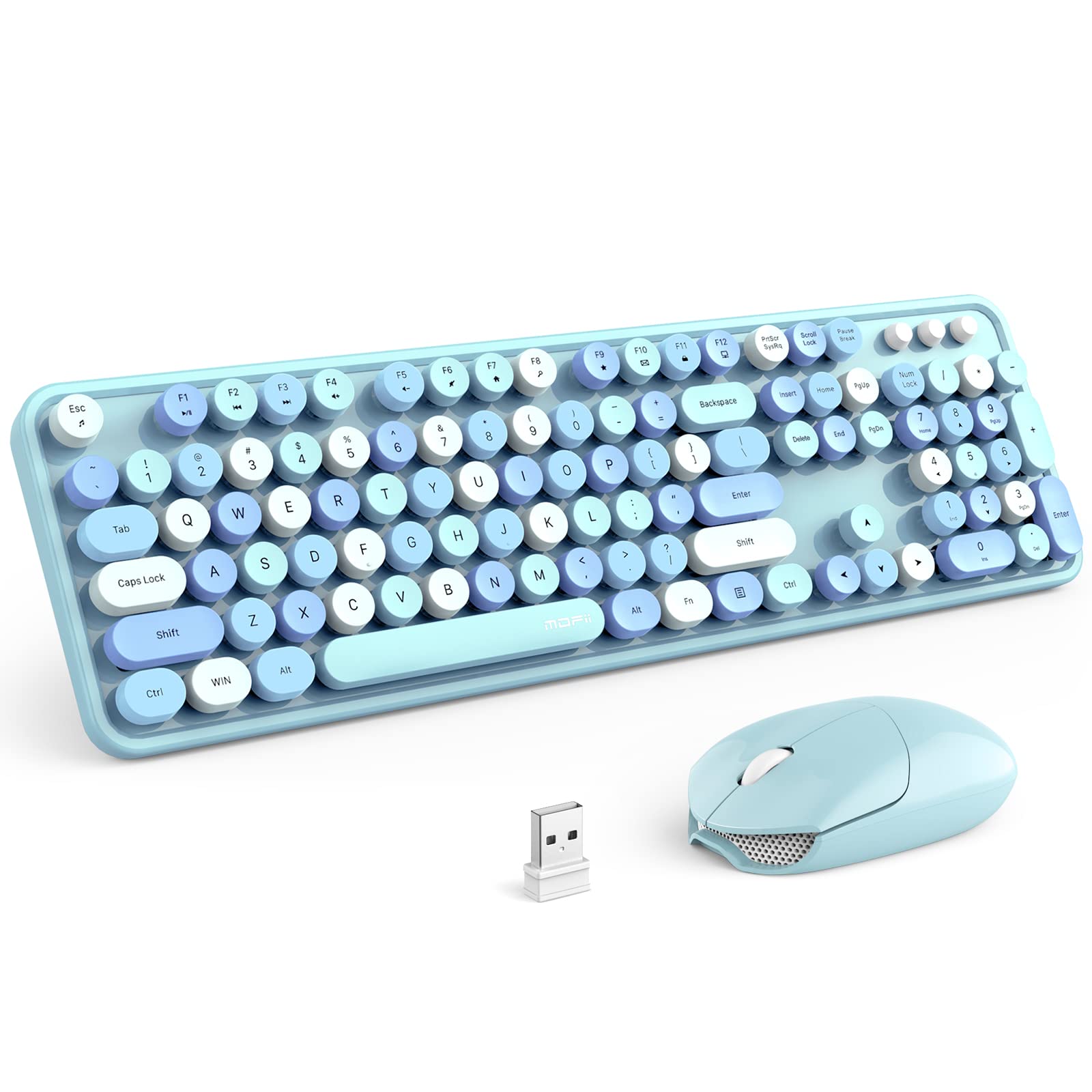 Foto 1 | Combo De Teclado Y Ratón Mofii Inalámbrico Azul Retro Azul - Venta Internacional.