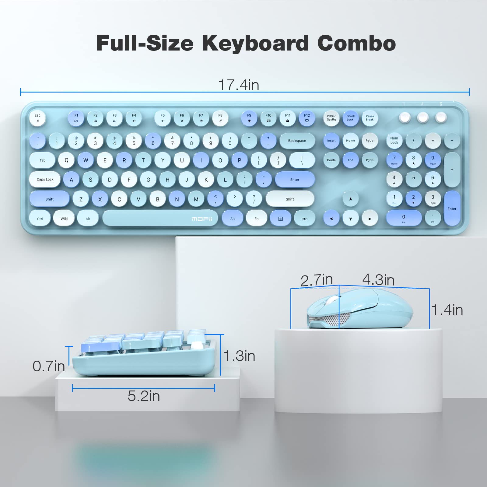 Foto 6 | Combo De Teclado Y Ratón Mofii Inalámbrico Azul Retro Azul - Venta Internacional.