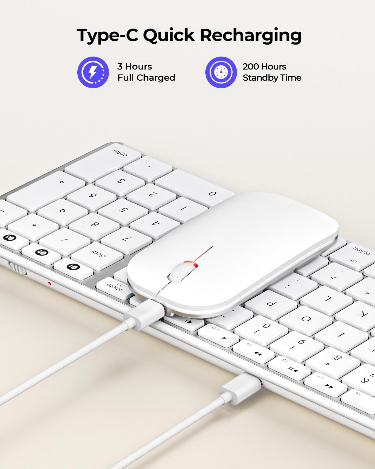 Foto 4 pulgar | Teclado Y Ratón Inalámbricos Bluetooth Seenda Para Mac - Blanco - Venta Internacional.