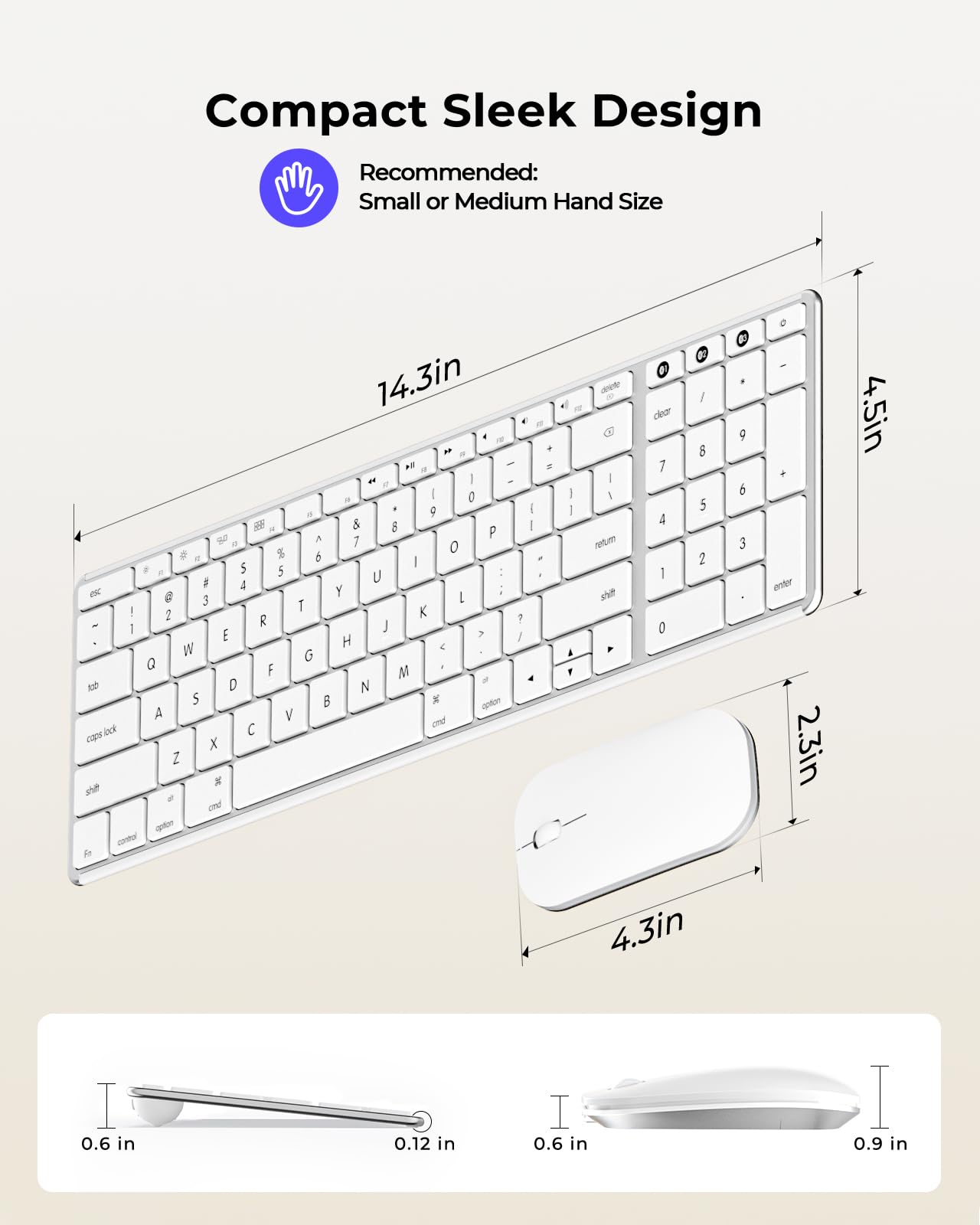 Foto 6 | Teclado Y Ratón Inalámbricos Bluetooth Seenda Para Mac - Blanco - Venta Internacional.