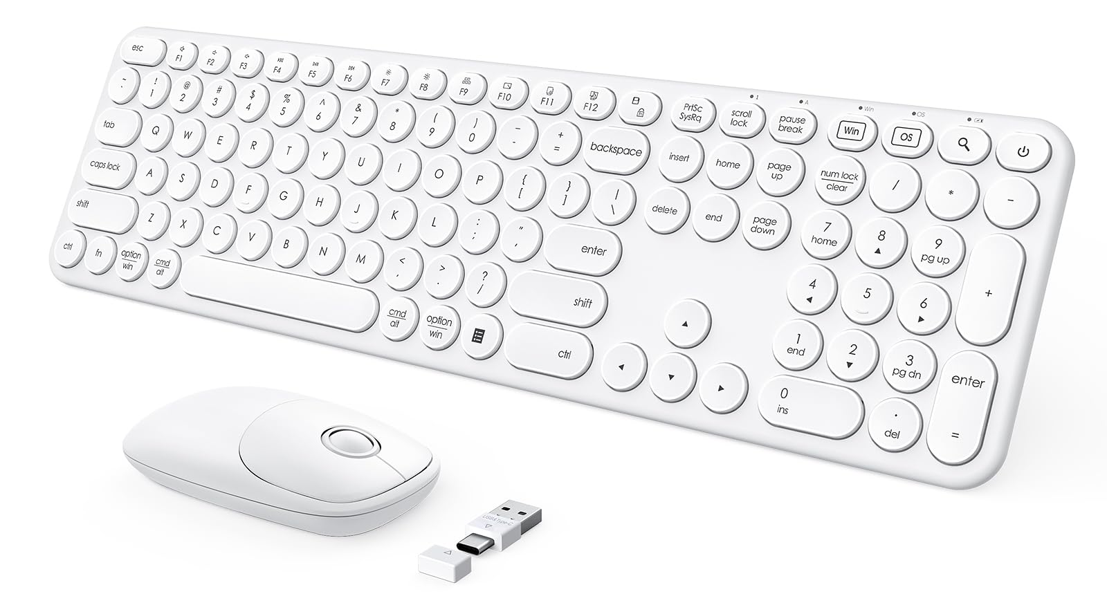Teclado Y Ratón Inalámbricos Seenda Usb Y Type C, Color Blanco - Venta Internacional.