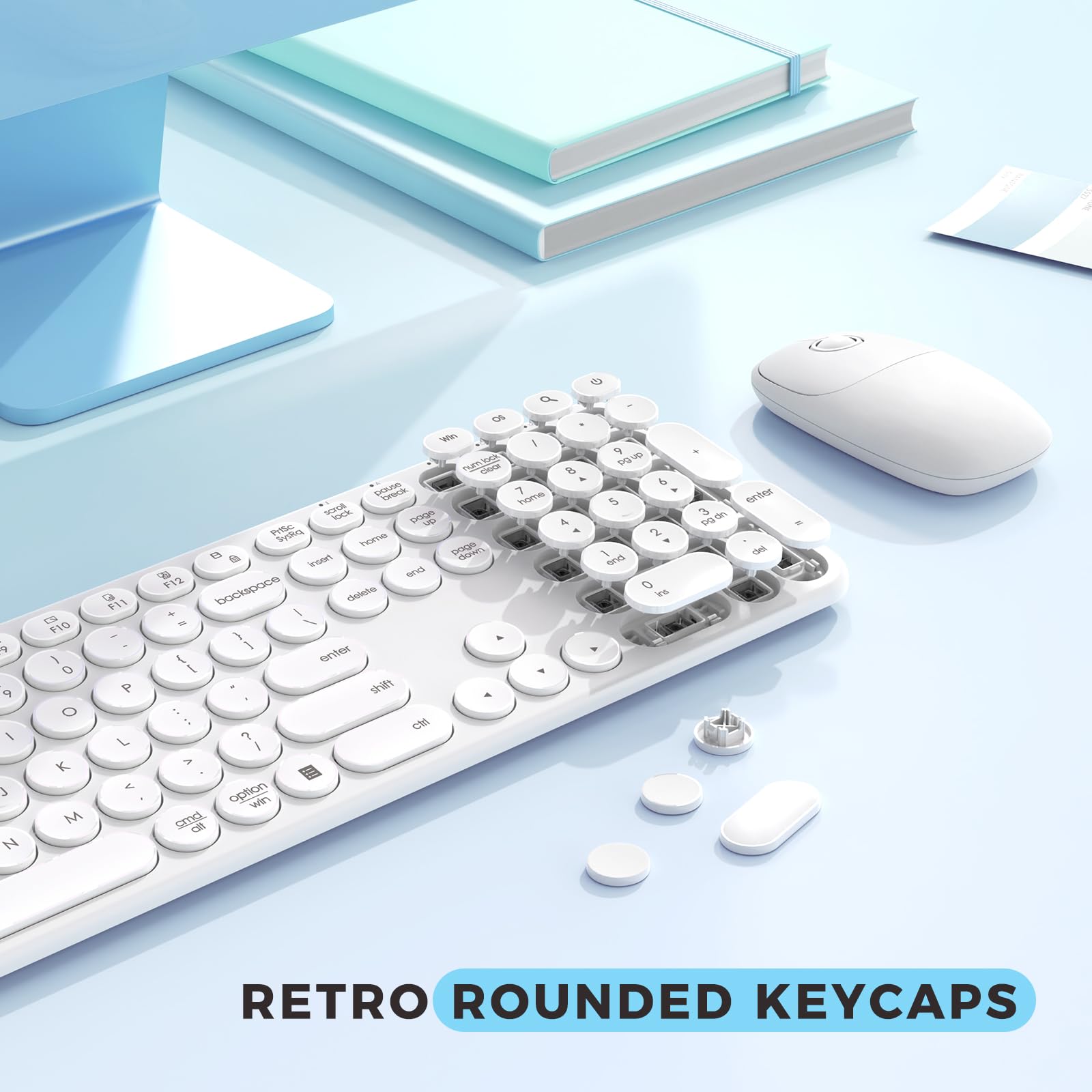 Foto 5 pulgar | Teclado Y Ratón Inalámbricos Seenda Usb Y Type C, Color Blanco - Venta Internacional.