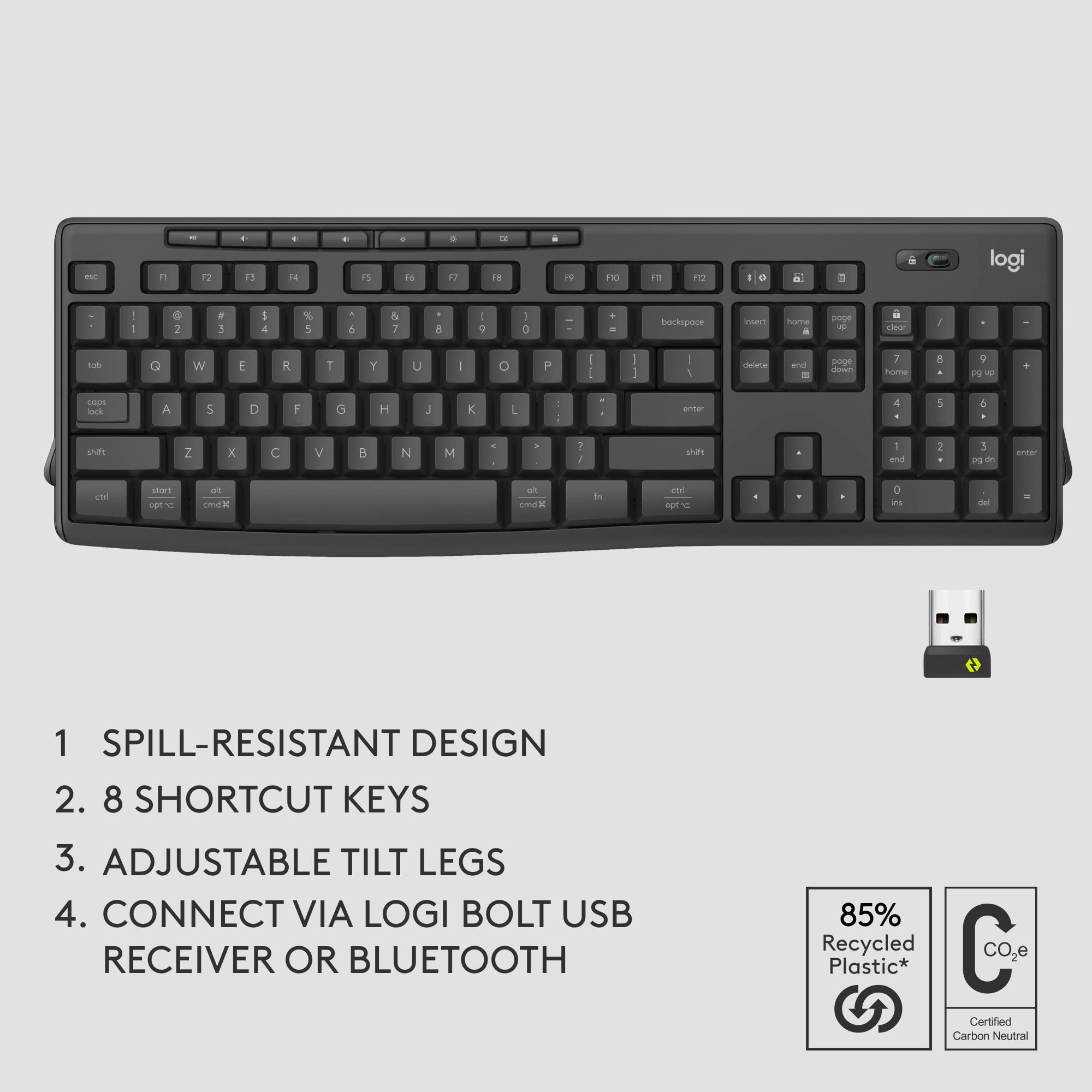 Foto 6 | Combo De Teclado Y Ratón Logitech Mk370 Wireless Graphite - Venta Internacional.