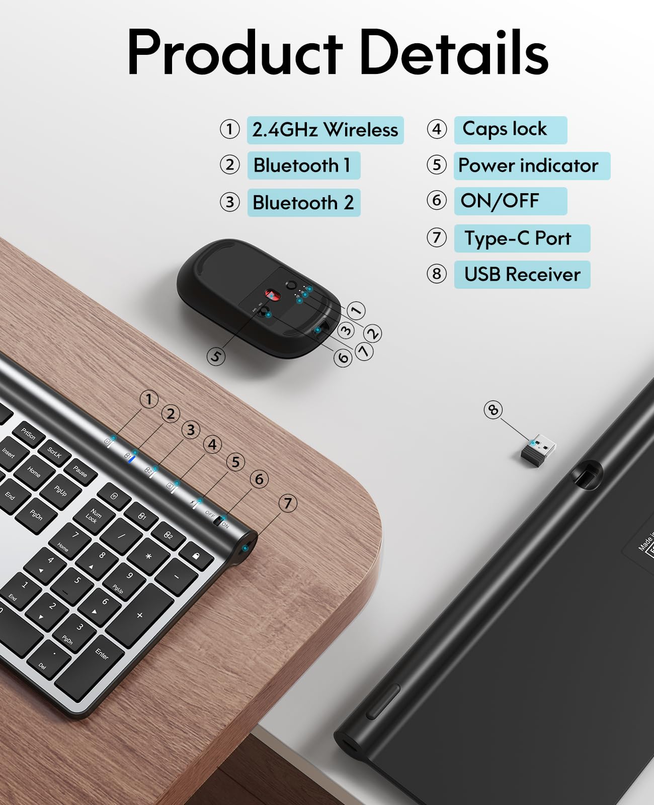 Foto 5 | Combo De Teclado Y Ratón Chesona Bluetooth Recargable - Venta Internacional.