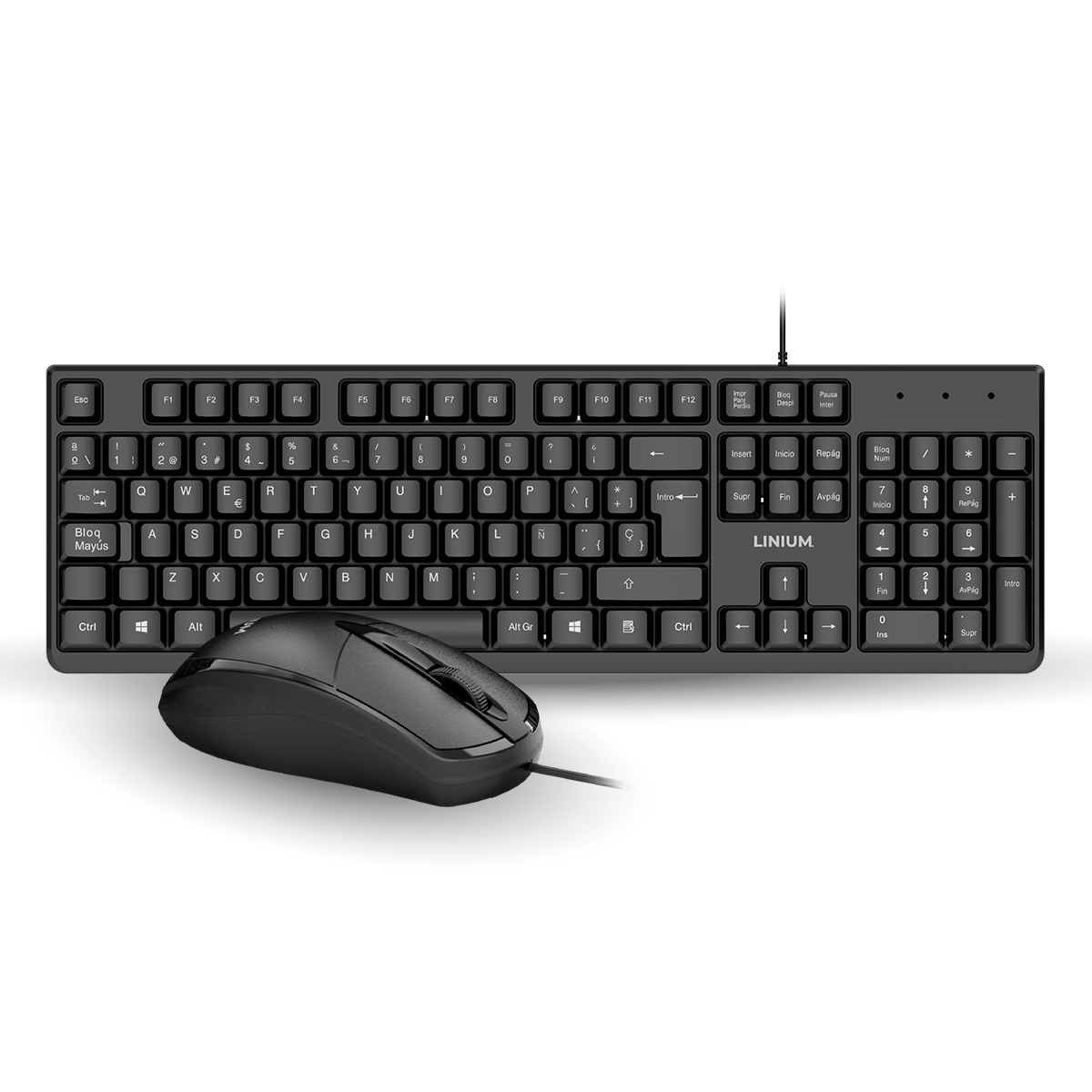 Teclado Y Mouse Kit Combo Alambrico Linium Oficina Español