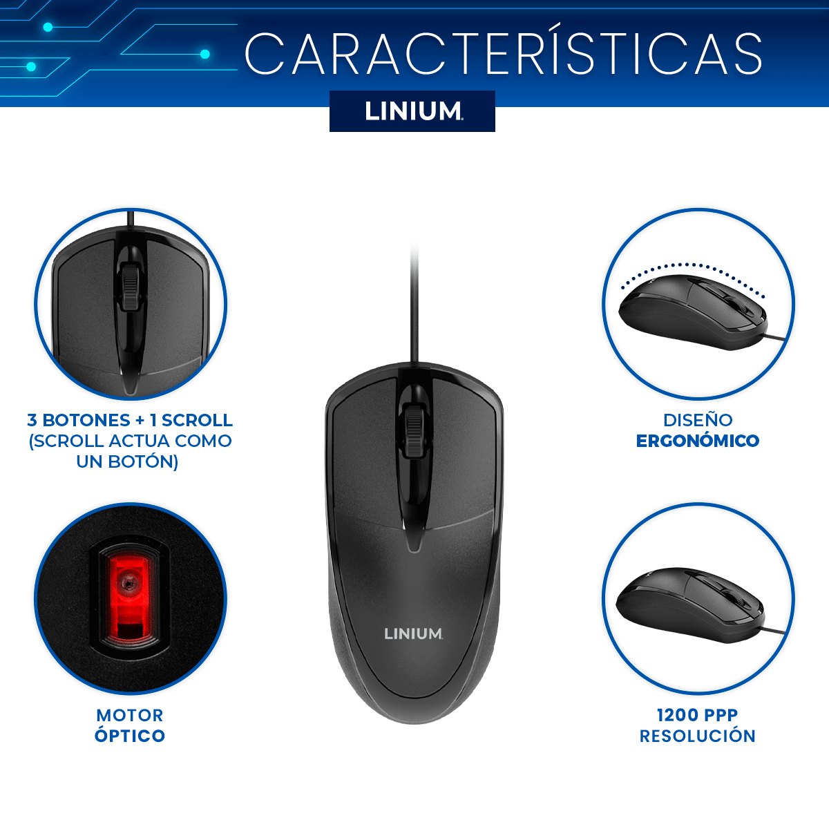Foto 6 | Teclado Y Mouse Kit Combo Alambrico Linium Oficina Español