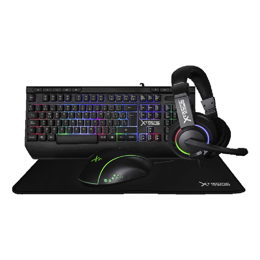 Foto 1 | Kit Gamer 4 En 1 Xtreme Pc Gaming Battle Force Teclado Mouse Audifonos Mousepad Membrana Español Rgb Usb Negro