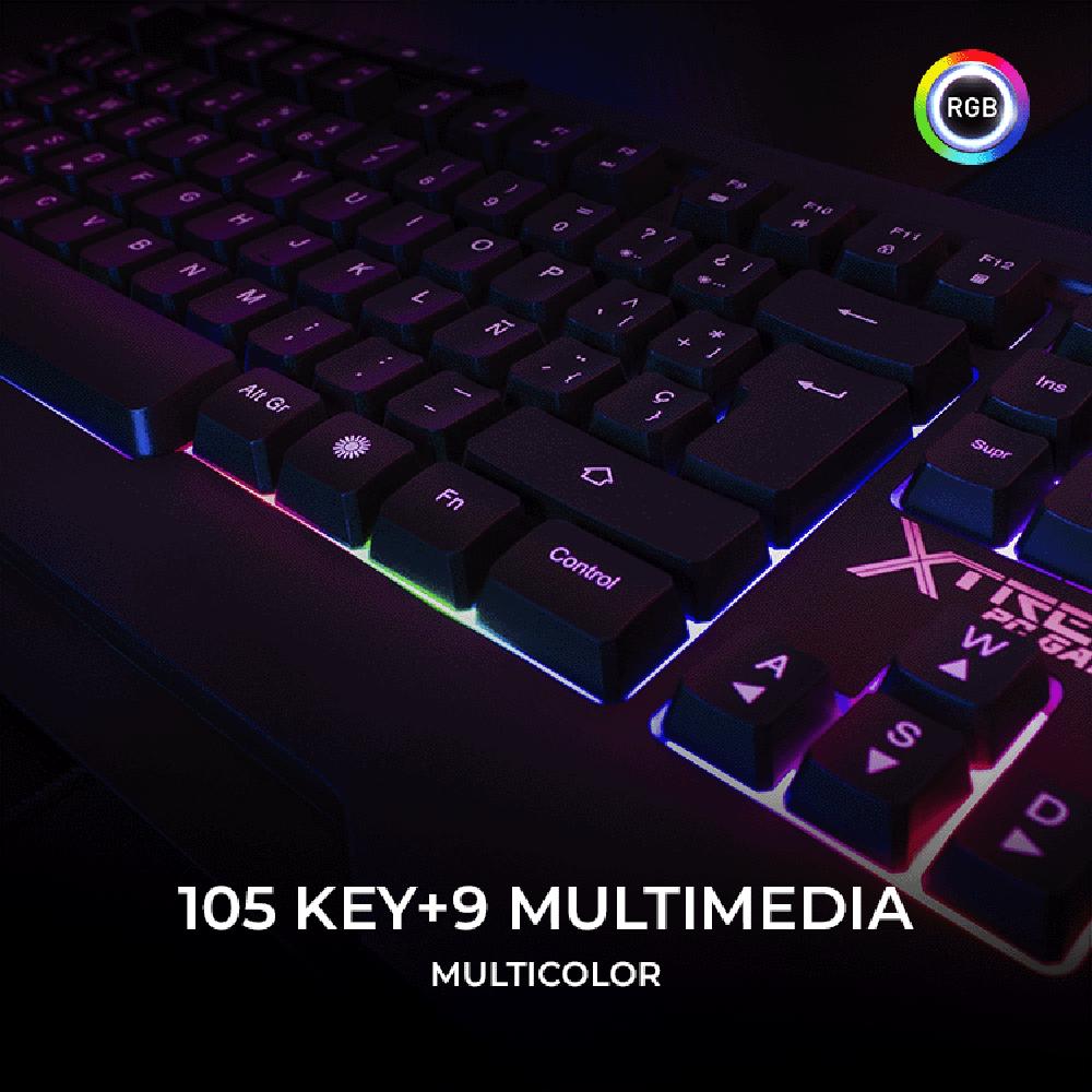 Foto 3 | Kit Gamer 4 En 1 Xtreme Pc Gaming Battle Force Teclado Mouse Audifonos Mousepad Membrana Español Rgb Usb Negro