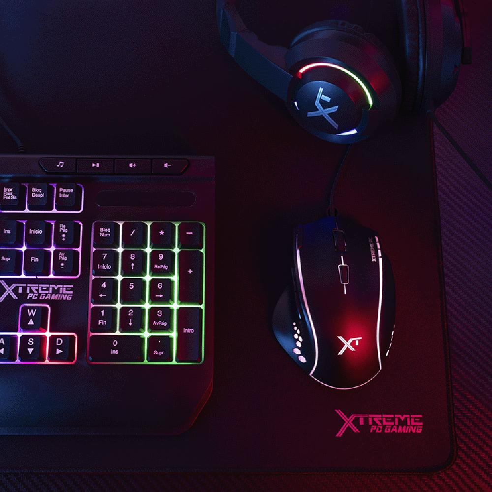 Foto 6 | Kit Gamer 4 En 1 Xtreme Pc Gaming Battle Force Teclado Mouse Audifonos Mousepad Membrana Español Rgb Usb Negro
