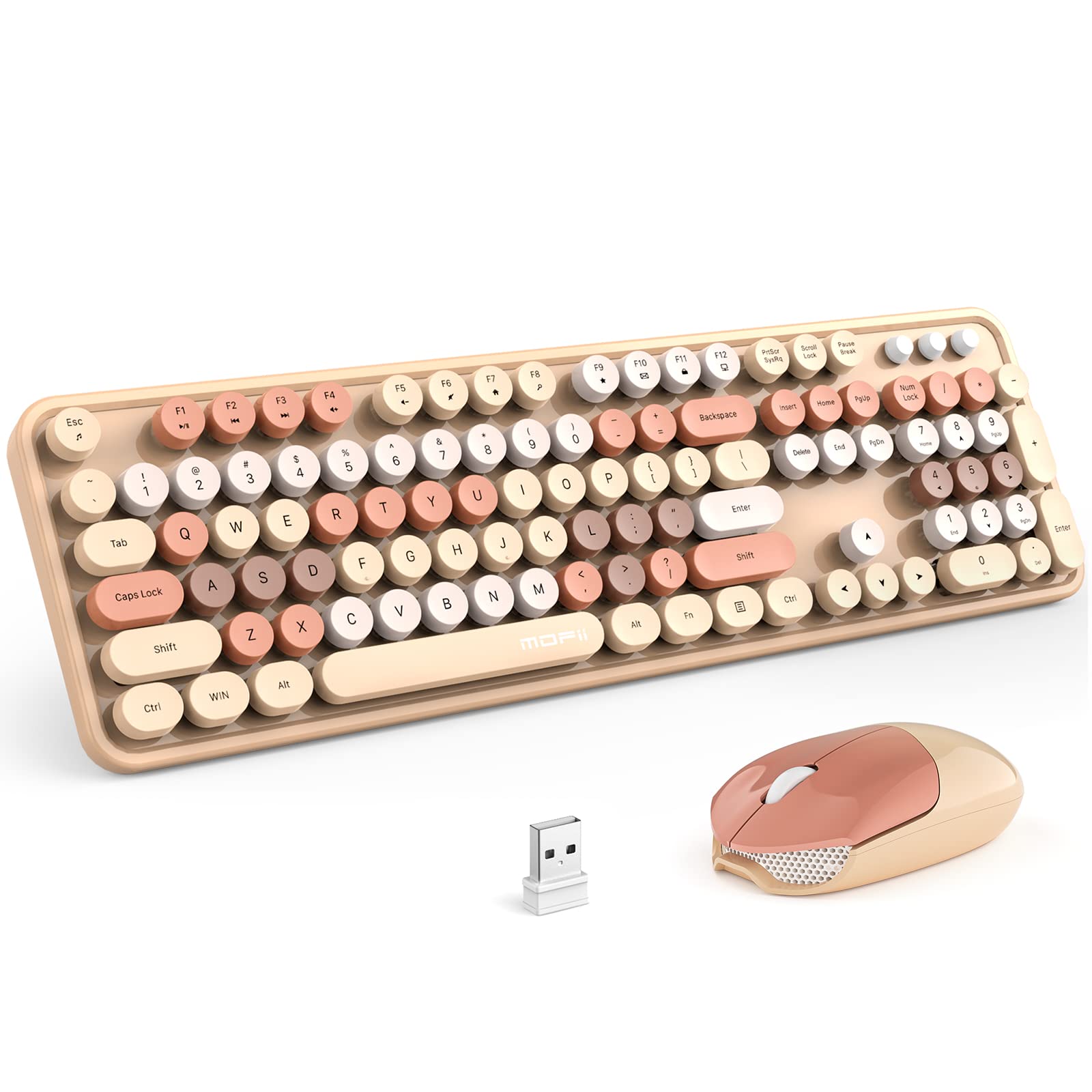Foto 1 | Combo De Teclado Y Ratón Inalámbricos Mofii Retro Milk Tea - Venta Internacional.