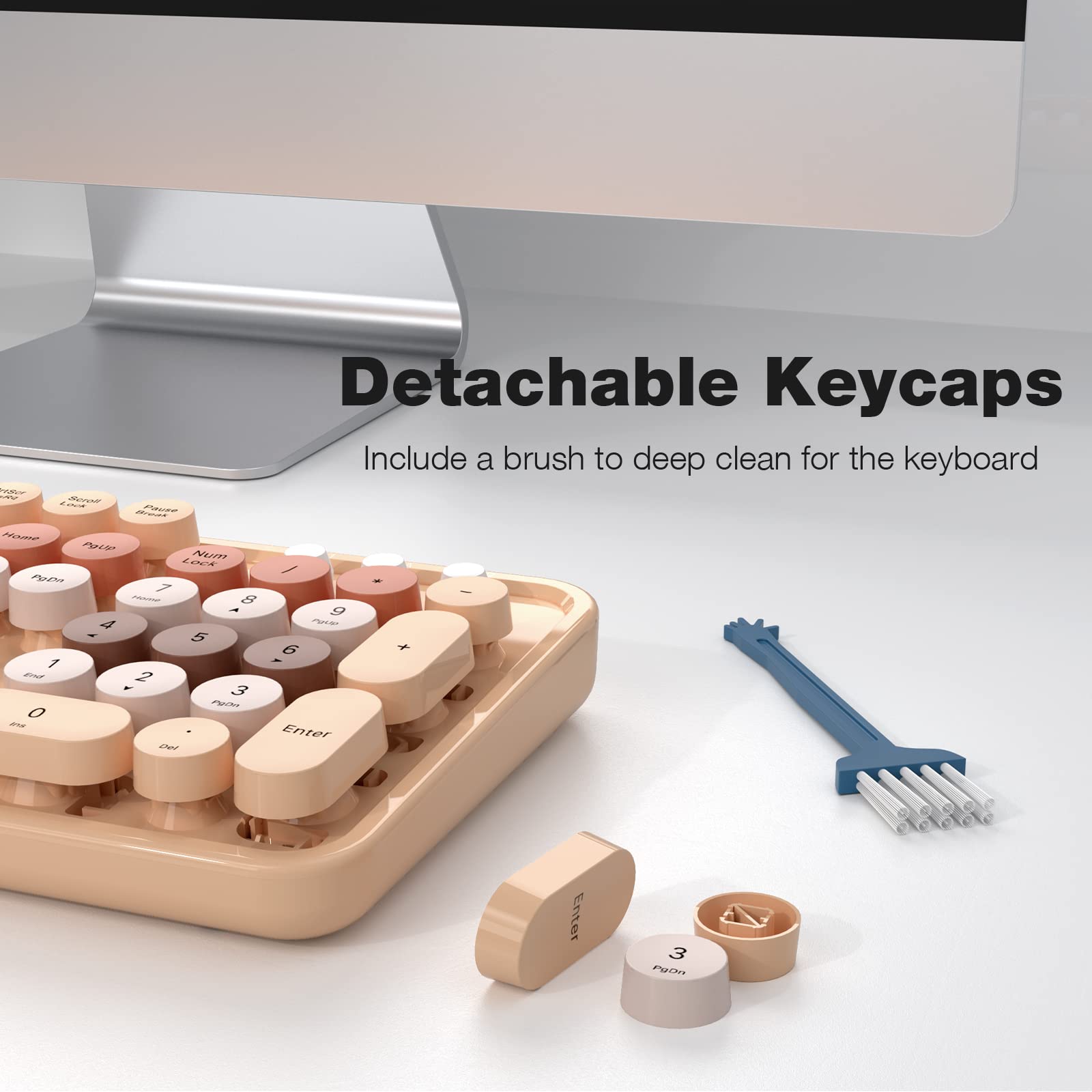 Foto 6 pulgar | Combo De Teclado Y Ratón Inalámbricos Mofii Retro Milk Tea - Venta Internacional.