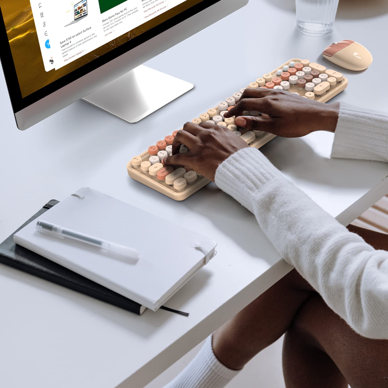 Foto 6 | Combo De Teclado Y Ratón Inalámbricos Mofii Retro Milk Tea - Venta Internacional.