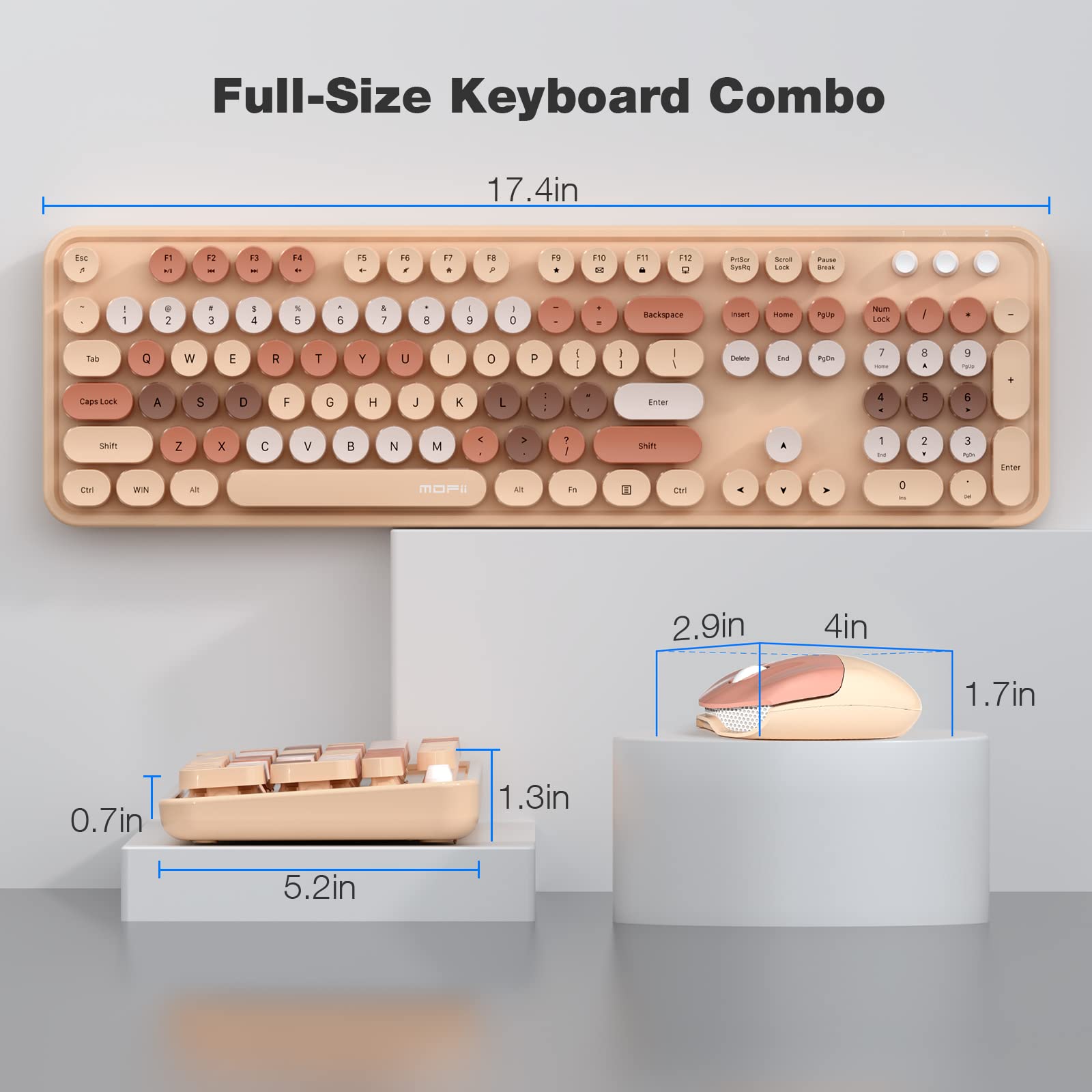Foto 8 pulgar | Combo De Teclado Y Ratón Inalámbricos Mofii Retro Milk Tea - Venta Internacional.