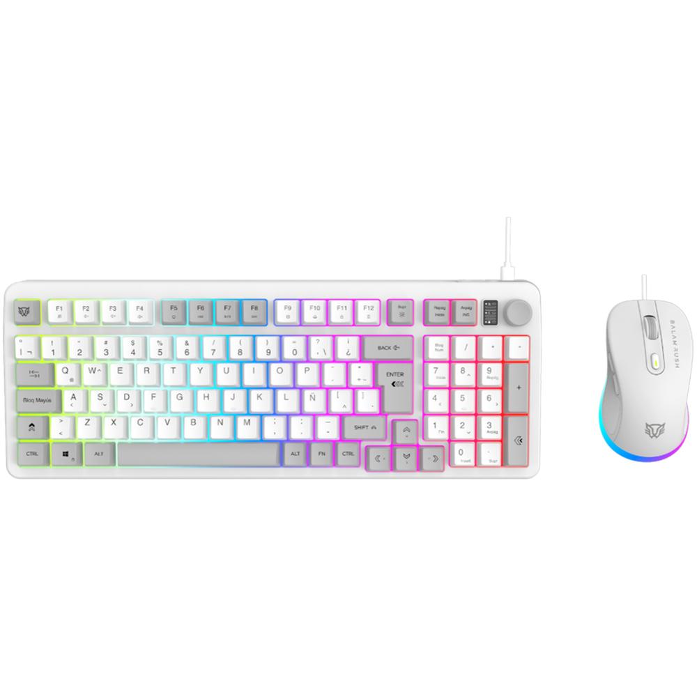 Foto 2 pulgar | Kit Teclado Y Mouse Gamer Balam Rush Squad Conquest Kg515 Usb Tamaño 80% 7200dpi Rgb Blanco