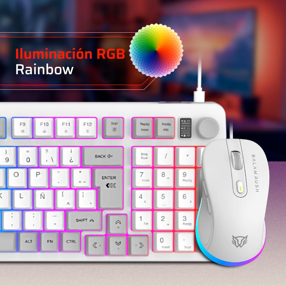 Foto 4 pulgar | Kit Teclado Y Mouse Gamer Balam Rush Squad Conquest Kg515 Usb Tamaño 80% 7200dpi Rgb Blanco