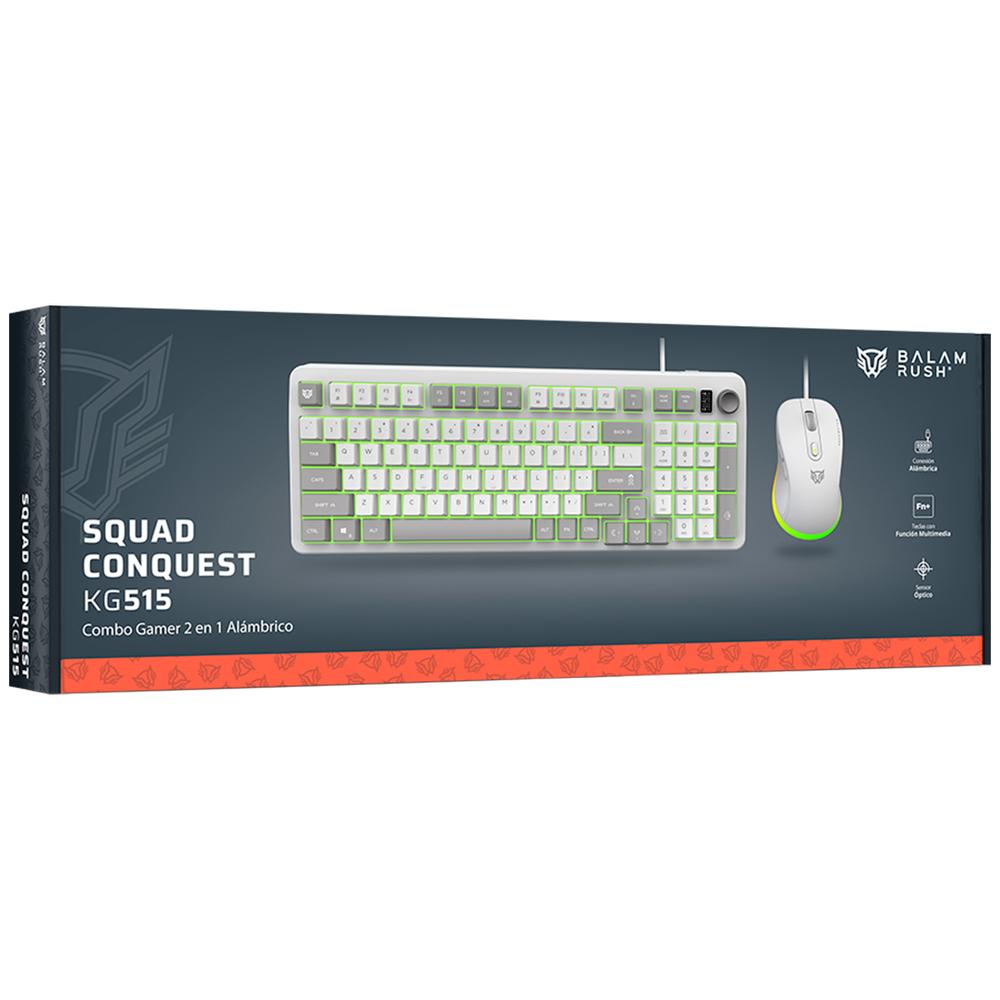 Foto 5 | Kit Teclado Y Mouse Gamer Balam Rush Squad Conquest Kg515 Usb Tamaño 80% 7200dpi Rgb Blanco