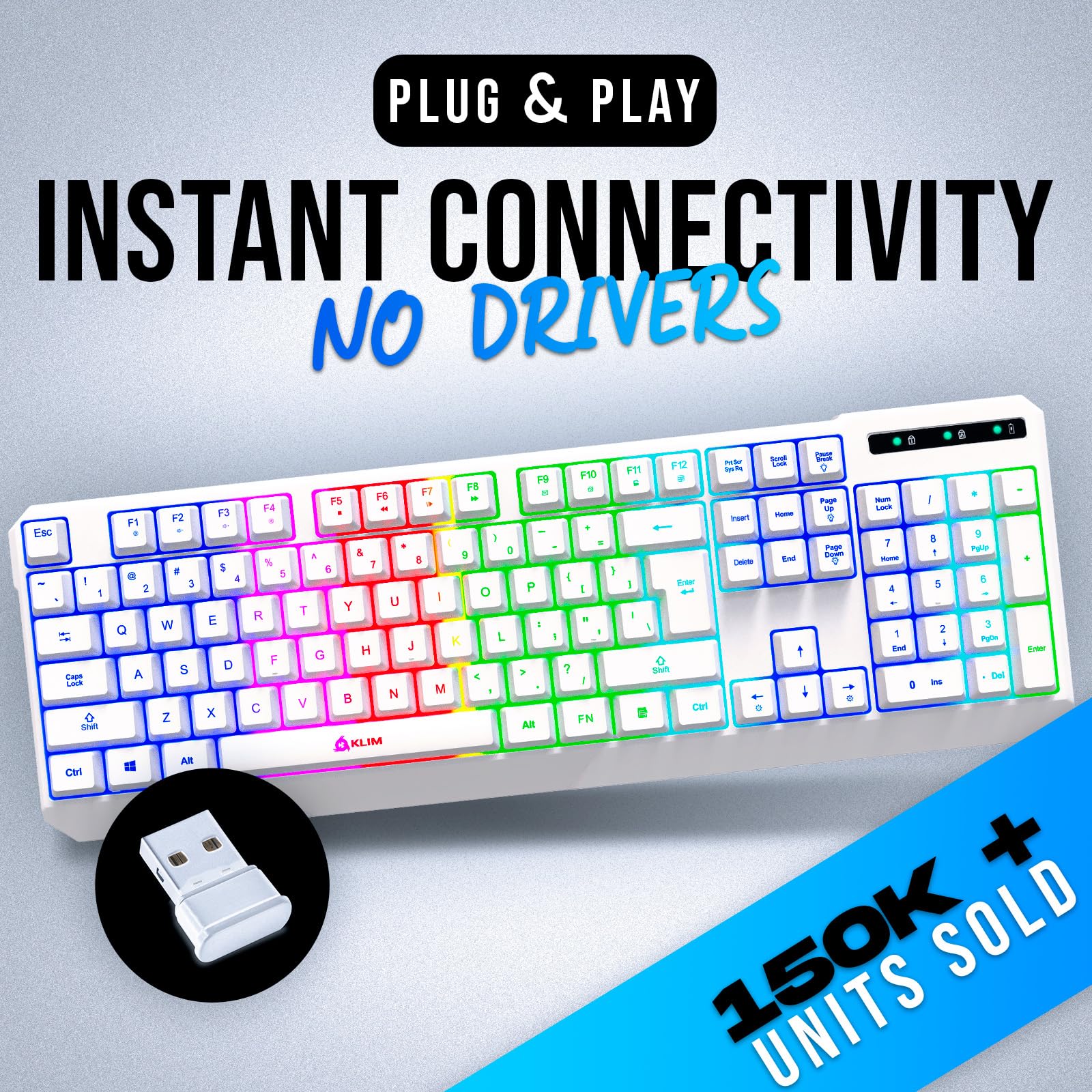 Foto 3 pulgar | Teclado Inalámbrico Para Juegos Klim Chroma Rgb Con Batería Recargable - Venta Internacional.