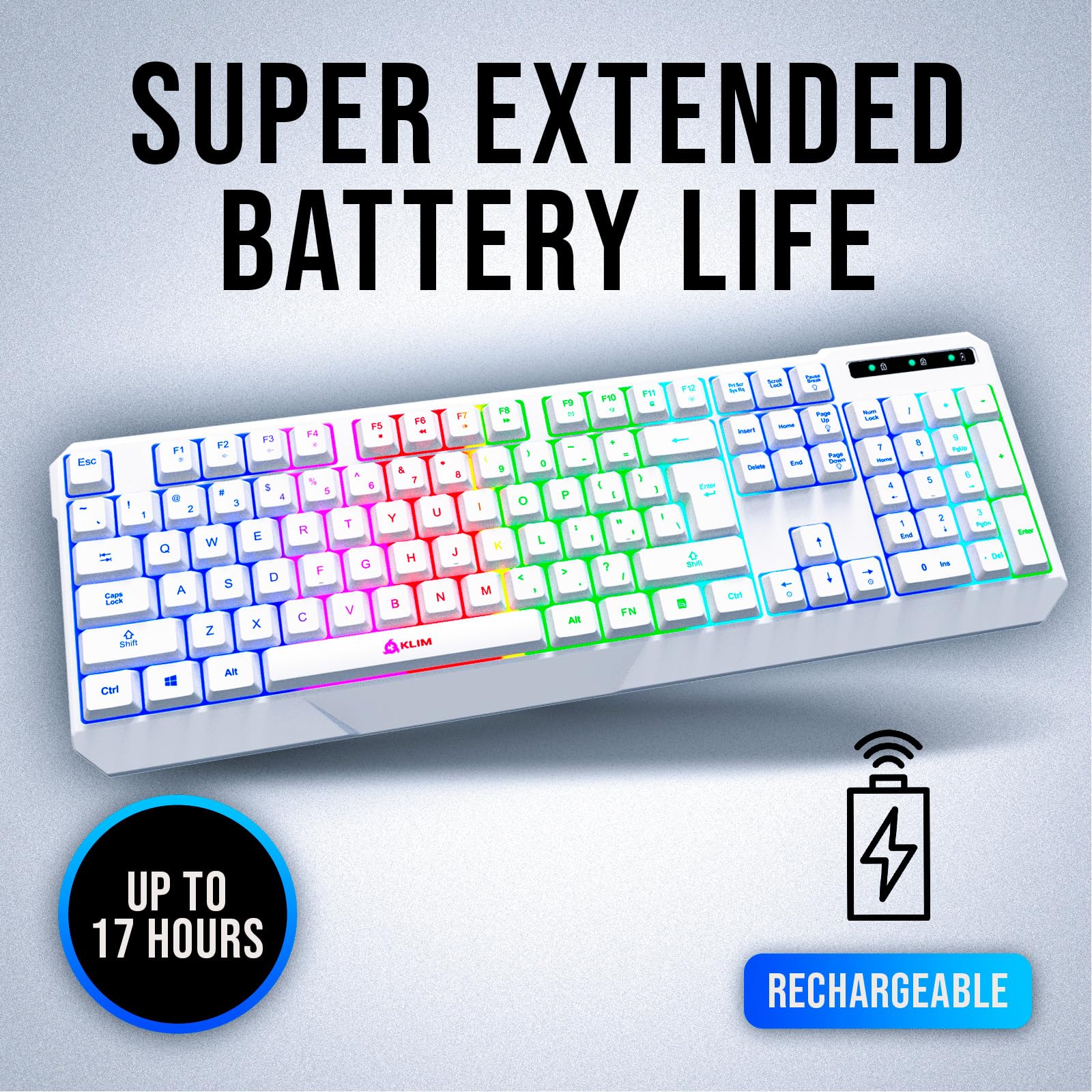 Foto 4 pulgar | Teclado Inalámbrico Para Juegos Klim Chroma Rgb Con Batería Recargable - Venta Internacional.