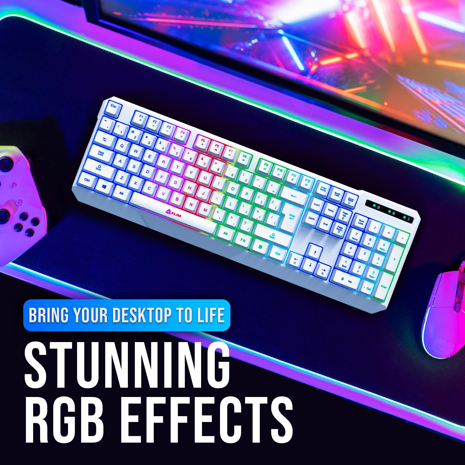 Foto 8 pulgar | Teclado Inalámbrico Para Juegos Klim Chroma Rgb Con Batería Recargable - Venta Internacional.