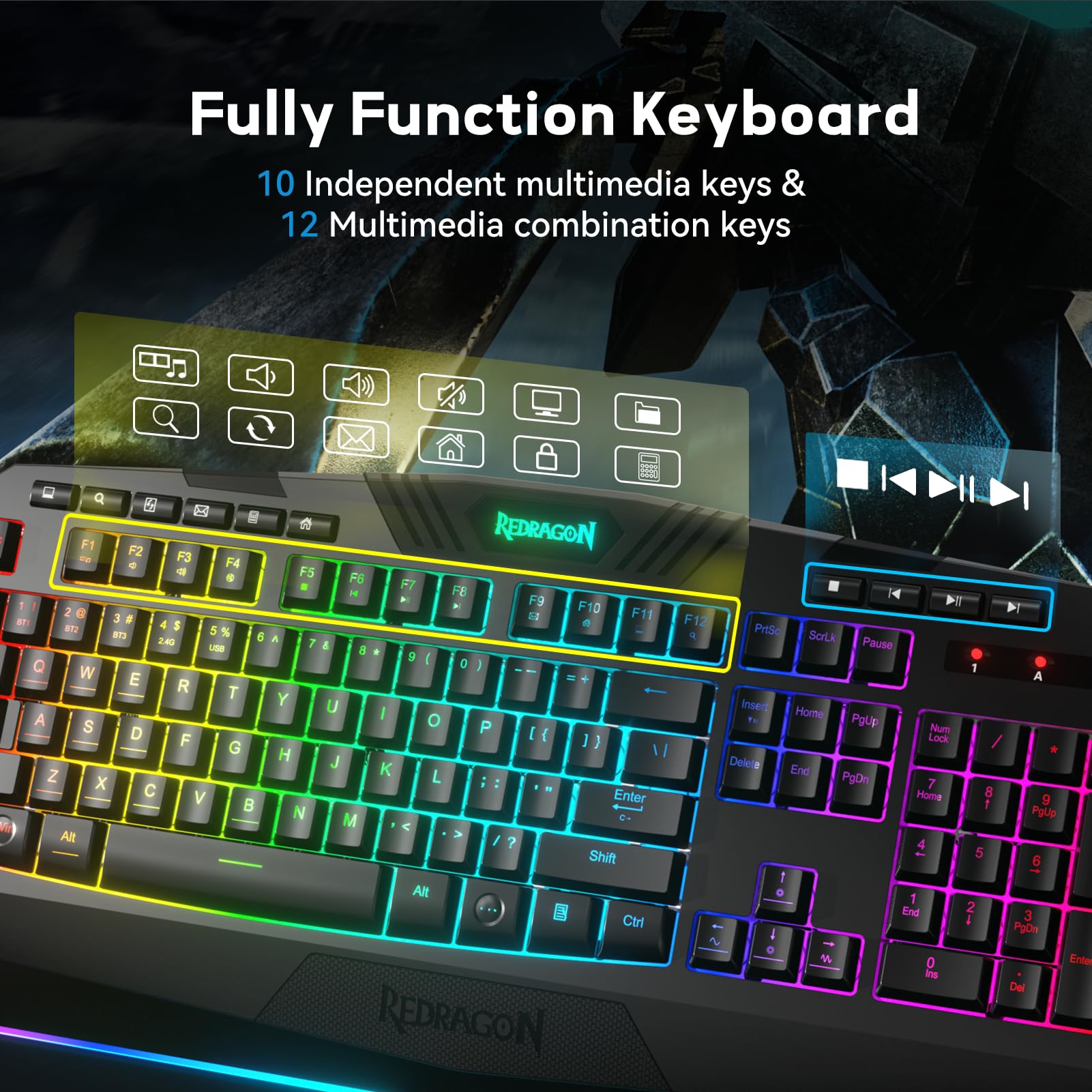 Foto 6 pulgar | Teclado Y Ratón Inalámbricos Para Juegos Redragon S101-pks Rgb - Venta Internacional.