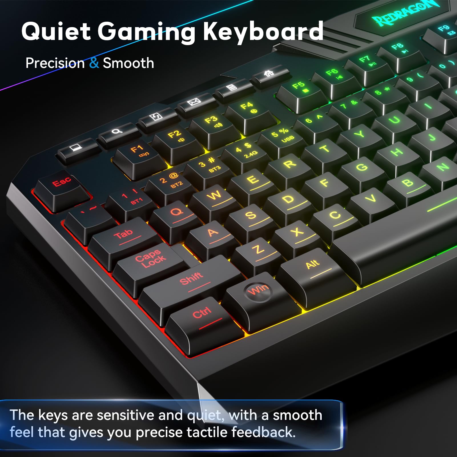 Foto 8 pulgar | Teclado Y Ratón Inalámbricos Para Juegos Redragon S101-pks Rgb - Venta Internacional.