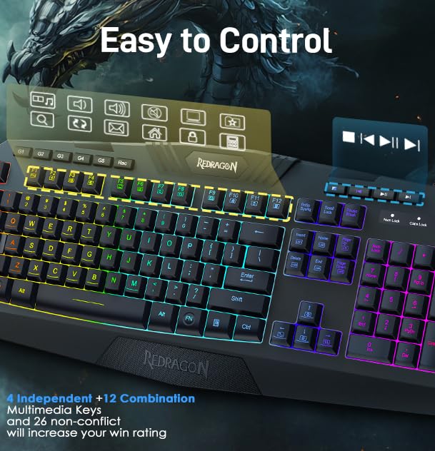 Foto 5 | Teclado Y Ratón Para Juegos Redragon S101 Con Retroiluminación Rgb - Venta Internacional.