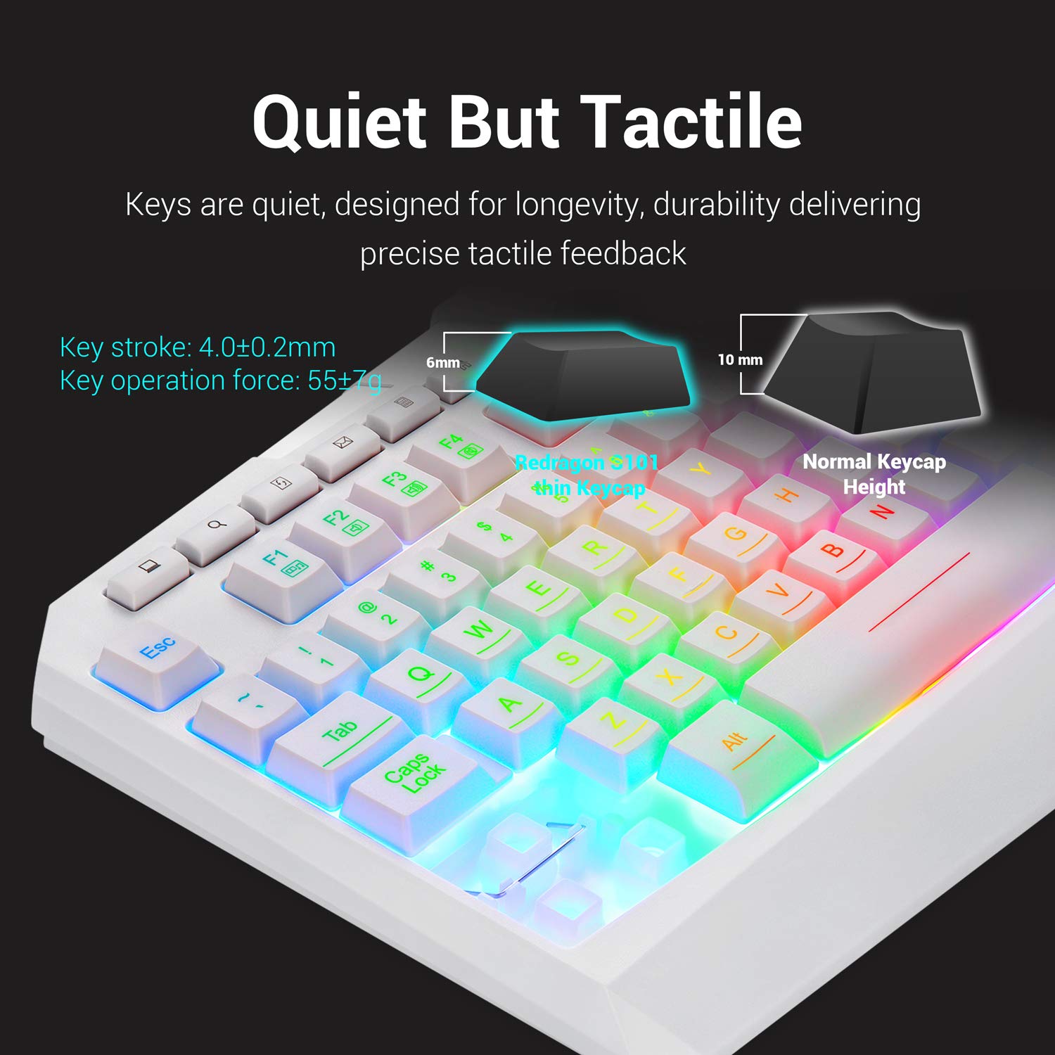 Foto 3 | Combo De Teclado Y Ratón Redragon S101 Con Retroiluminación Rgb (blanco) - Venta Internacional.