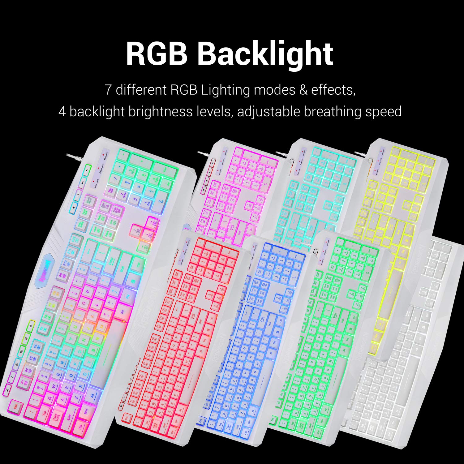 Foto 4 | Combo De Teclado Y Ratón Redragon S101 Con Retroiluminación Rgb (blanco) - Venta Internacional.