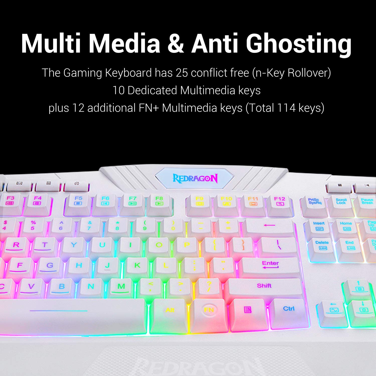 Foto 5 | Combo De Teclado Y Ratón Redragon S101 Con Retroiluminación Rgb (blanco) - Venta Internacional.